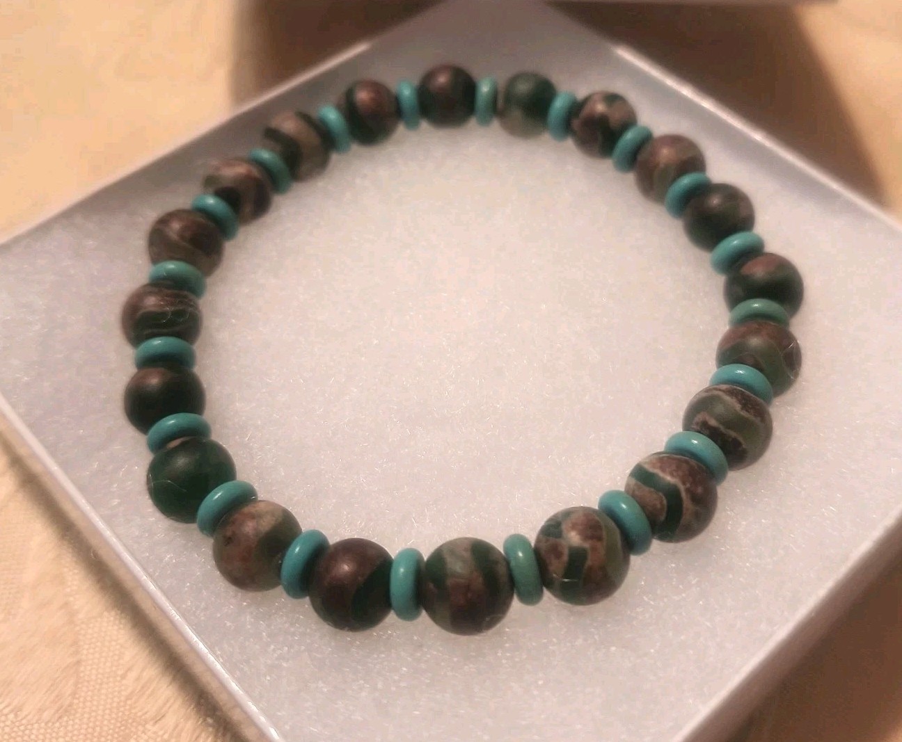 Earthy Agate Stone Bracelet Handmade 8 INCH