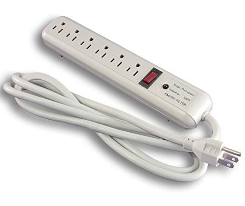 6-Outlet Surge Protector Power Strip with 6ft Cord 350 Joules Wall Mount