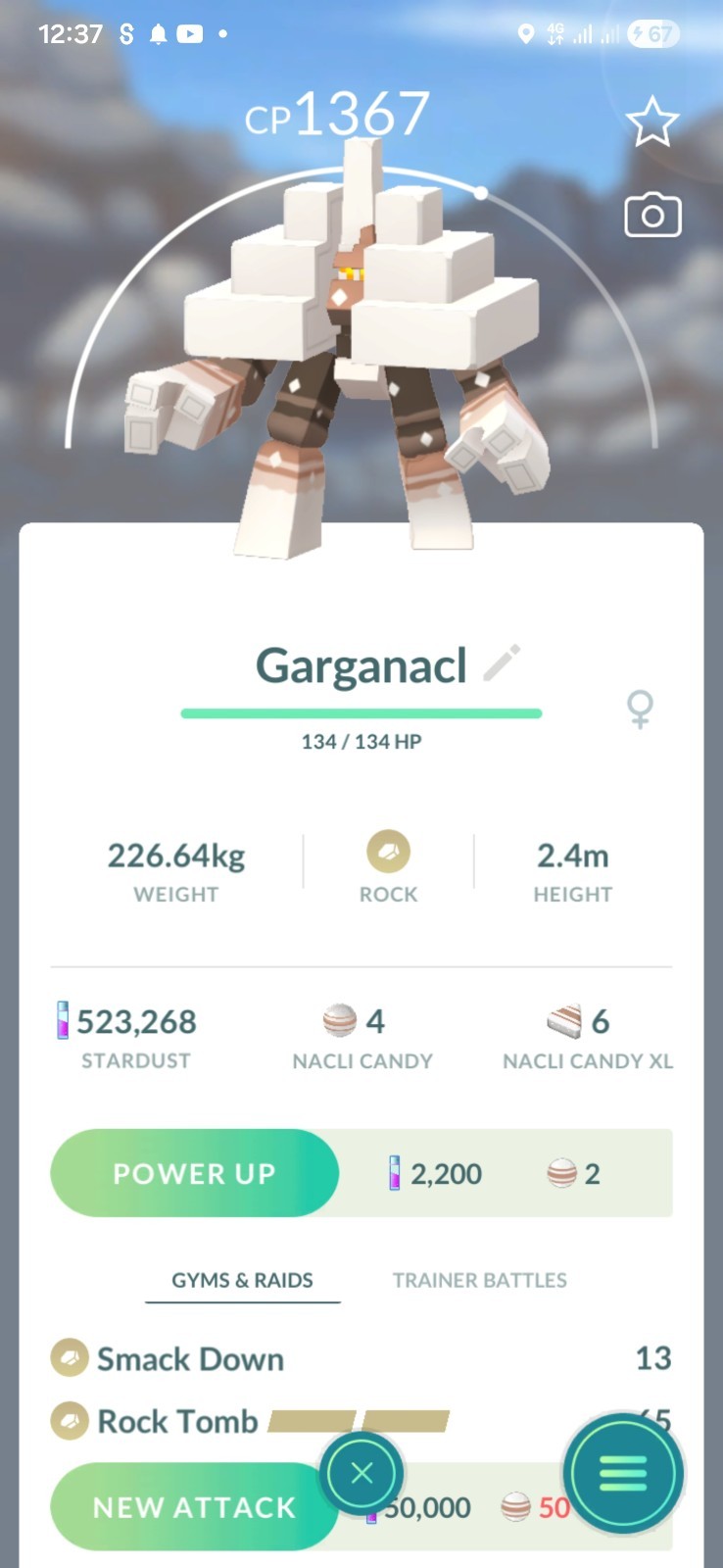 Garganacl ( Nacli Evolution ) Pokemon Tr@de Go
