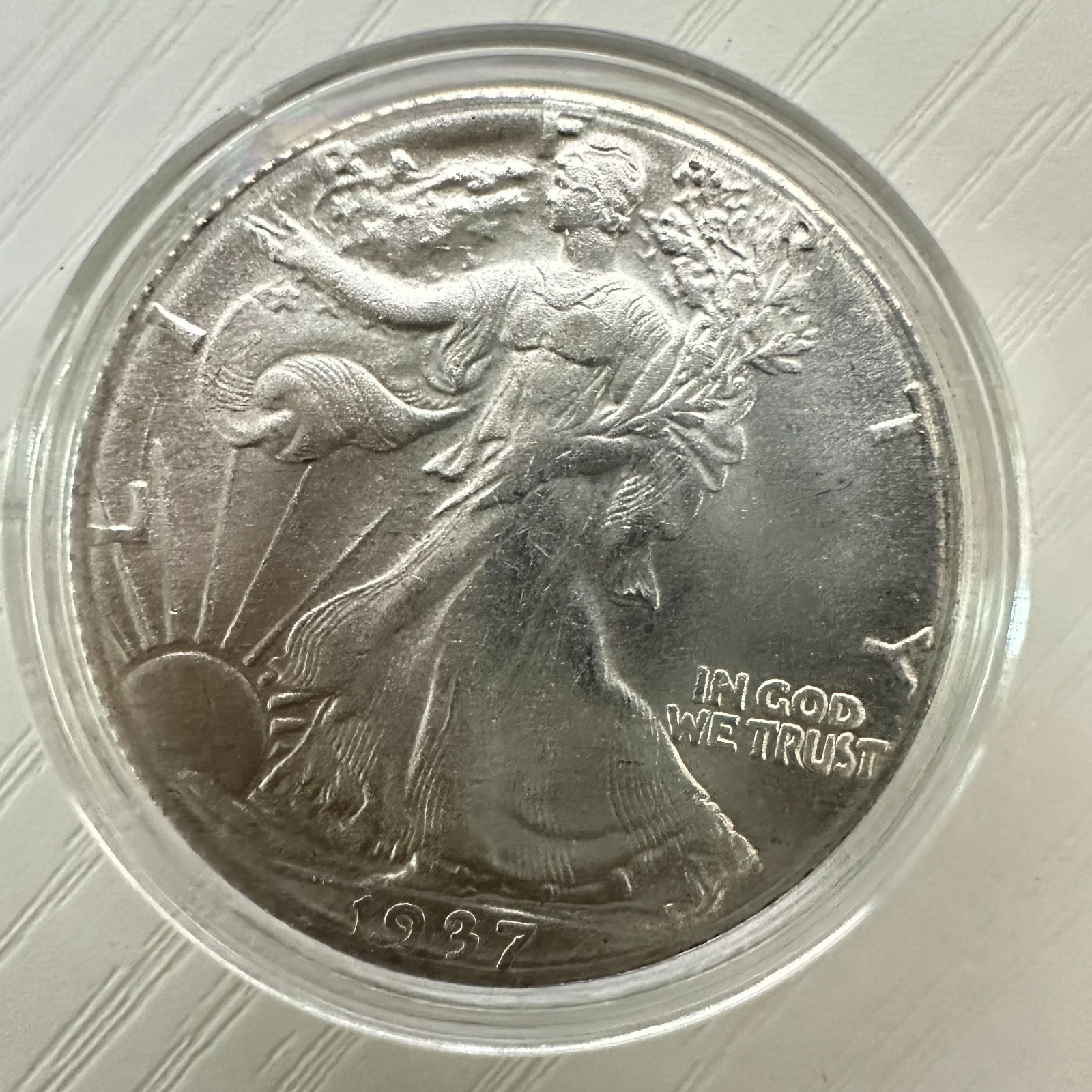 1937 USA silver walking liberty half dollar