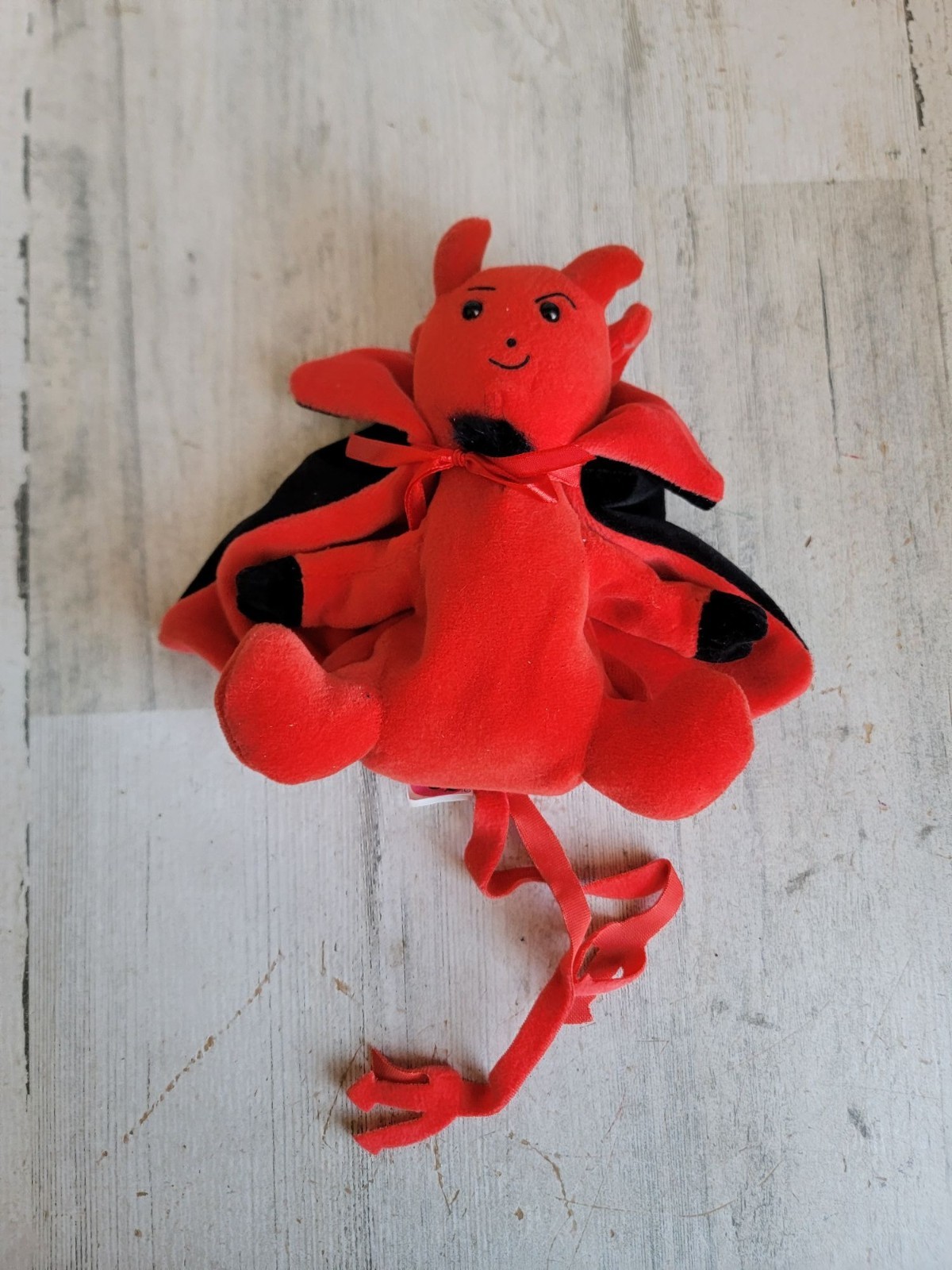 Vintage miniature red plush devil Halloween home decor stuffed animal