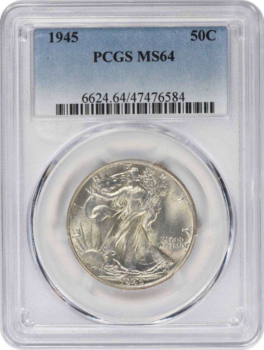 1945 Walking Liberty Silver Half Dollar MS64 PCGS