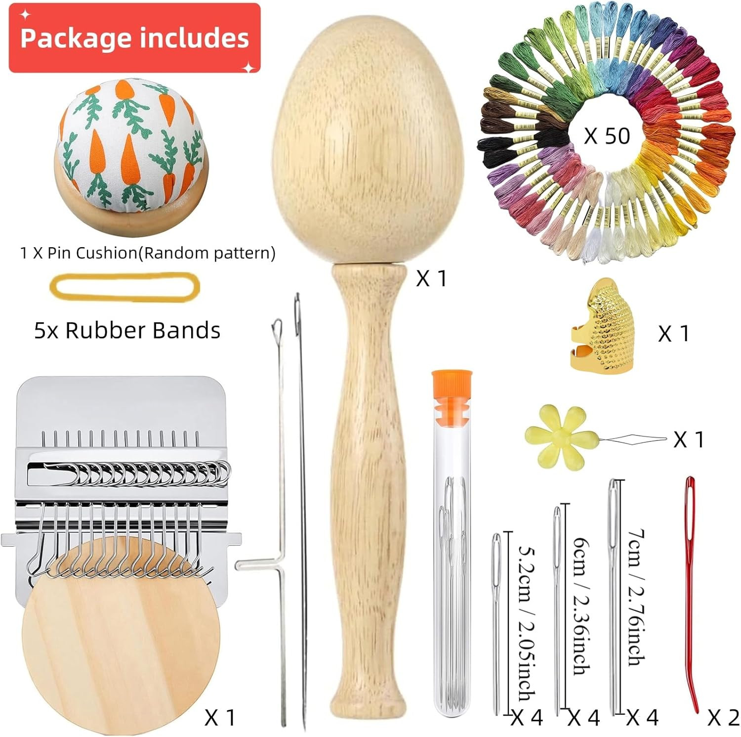 Darning Egg, Mini Darning Loom, Darning Egg Weaving Tool Set with Small Weaving