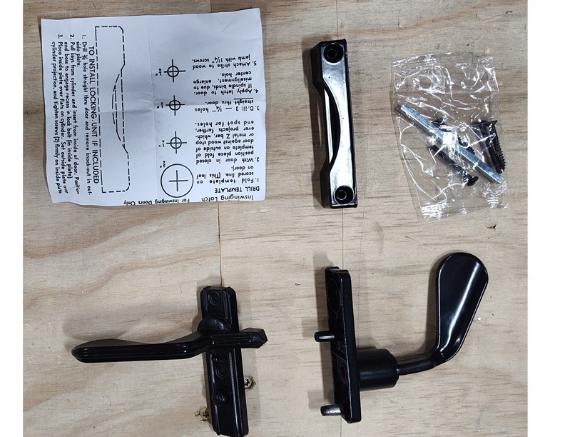 Black Inswing 1-3/4' Latch Set for Screen Door W/ Mounting Hardware Lockable