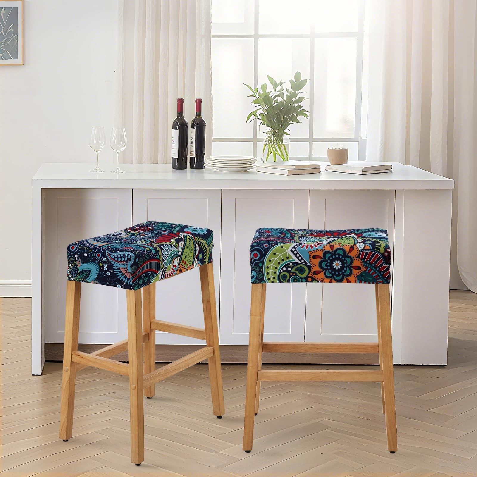 YISUN Stool Covers Rectangle - 2 Pack Stretch Waterproof Saddle Seat Cover Co...