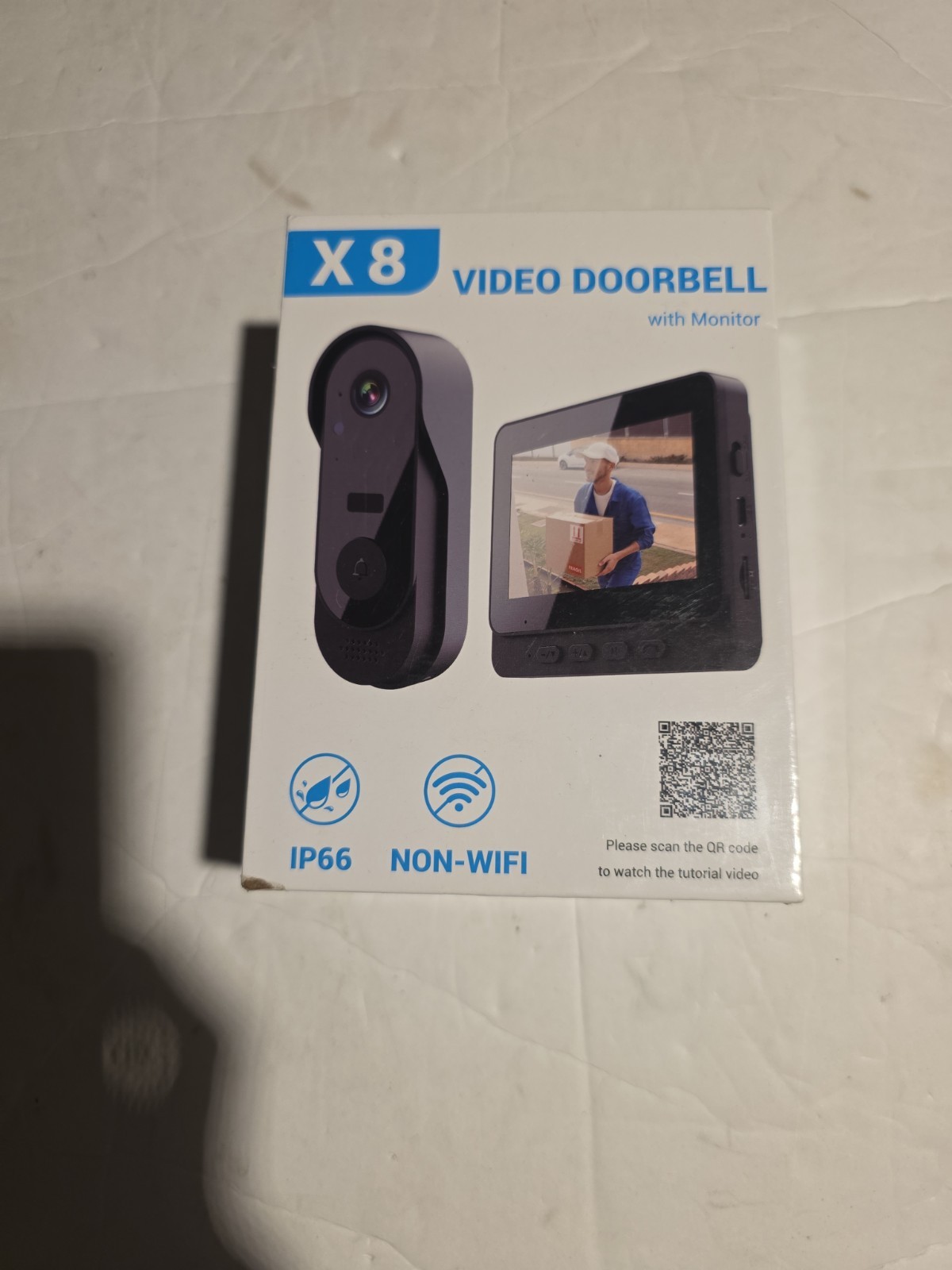 X8 Video Doorbell with 4.3 Inch Monitor Non-WiFi IP66 Night Vision Black NEW