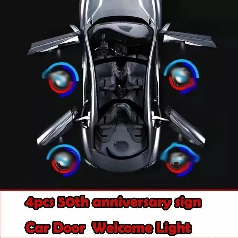 4X Car Door Welcome Light 50th Anniversary Fits For E60 E63 E90 E92 X1