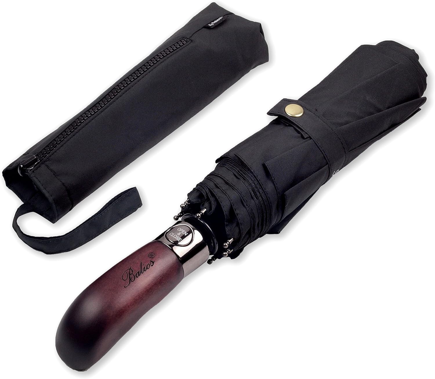 Prestige Travel Umbrella Real Wood Handle Auto Open Close Vented