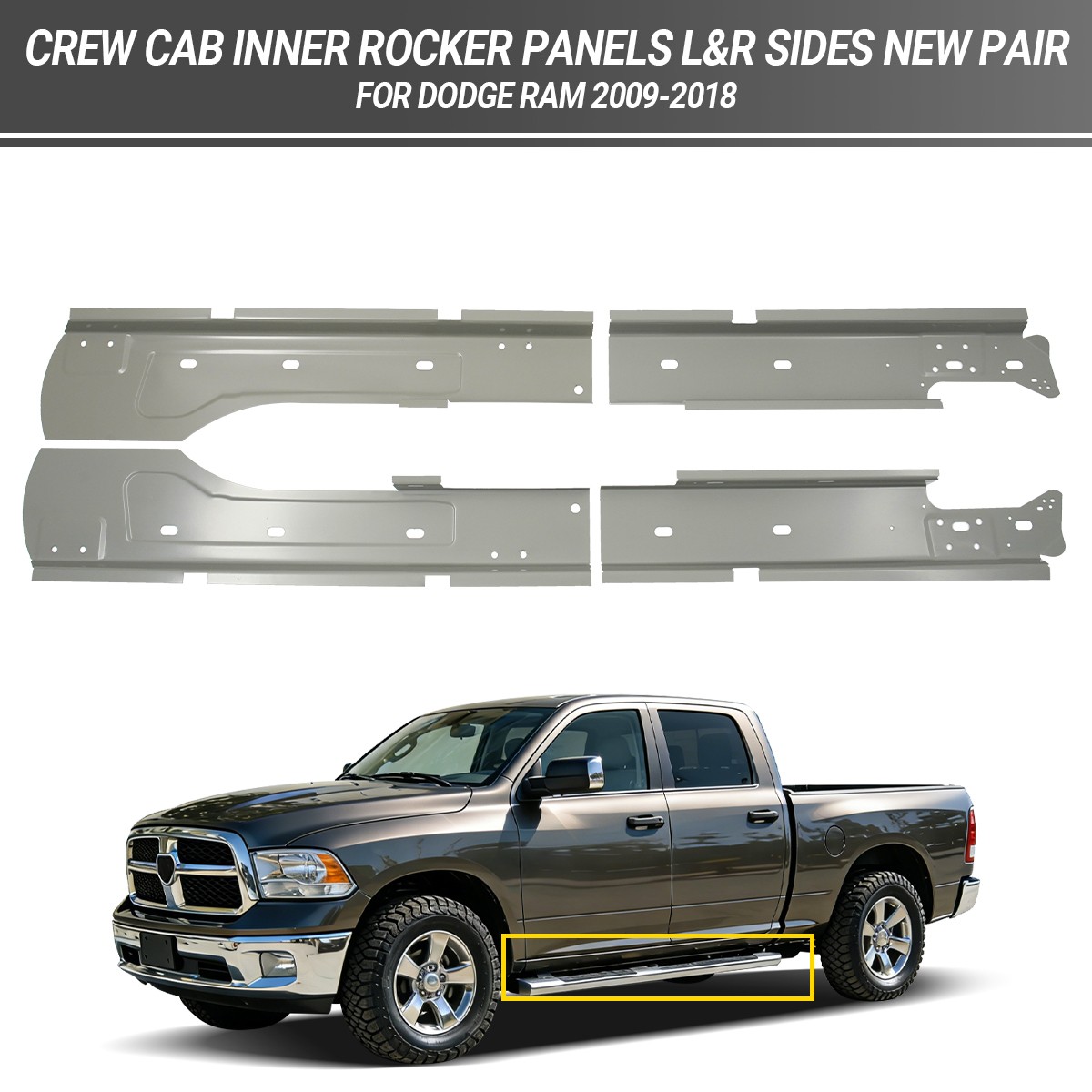 For 2009 2018 Dodge Ram Crew Cab Inner Rocker Panels Left & right Sides New Pair