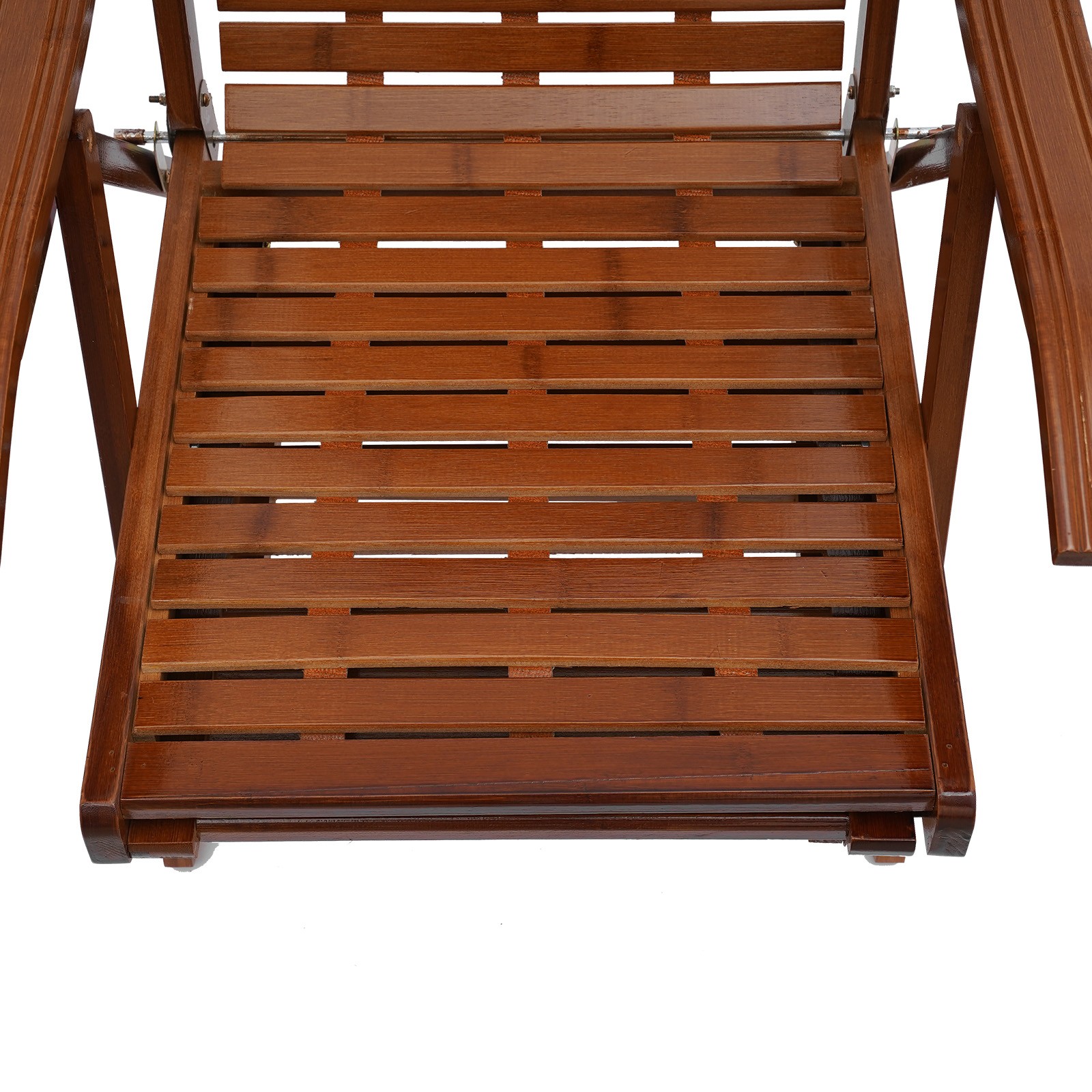 Bamboo Folding Lounge Chair, Folding Reclining Chair with Adjustable Backrest