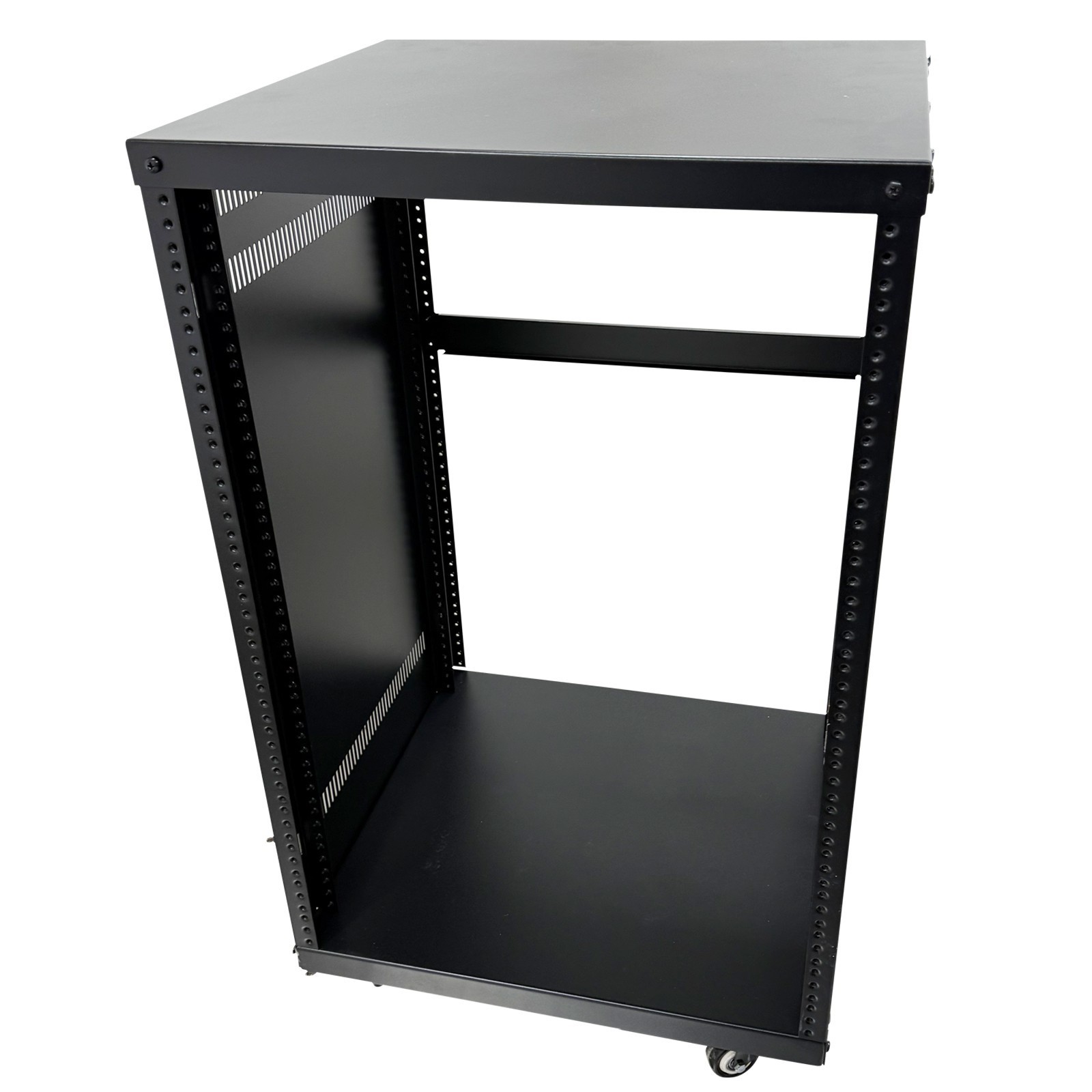 12 Space Studio Rack Case with 4" Caster Wheels 12U Open-Frame Server Rack