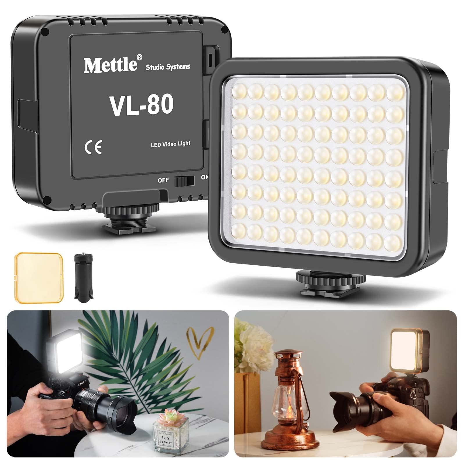 VL80 LED Video Light Kit Portable Continuous on Camera Photography Lighting U...