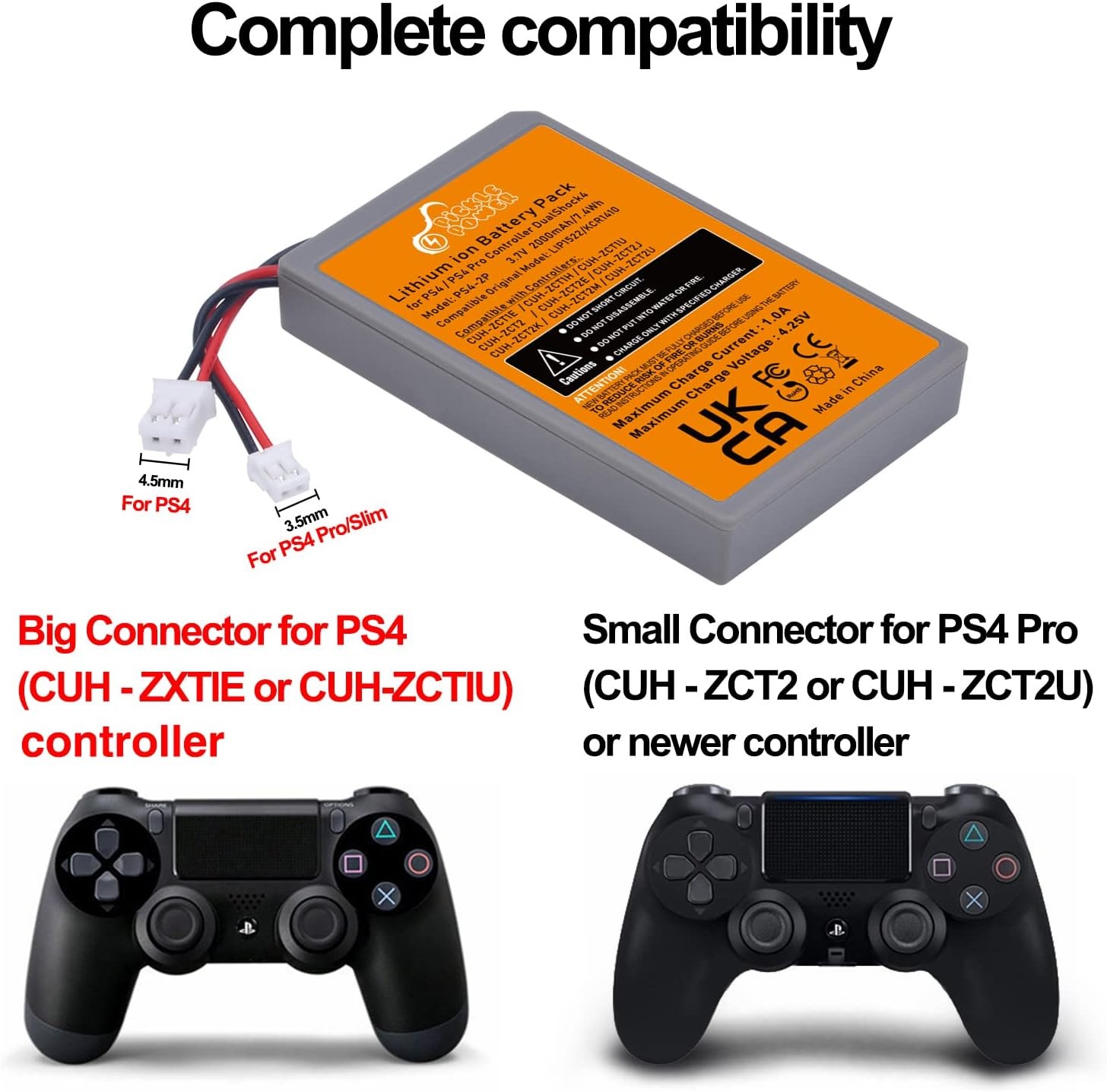 For PS4 Controller Battery Replacement 2000mAh DualShock 4 V1 V2 Tool Kit