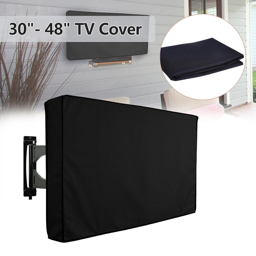 30"-48" Outdoor TV Cover Waterproof 600D Flat Screen Protector Heavy Duty Black