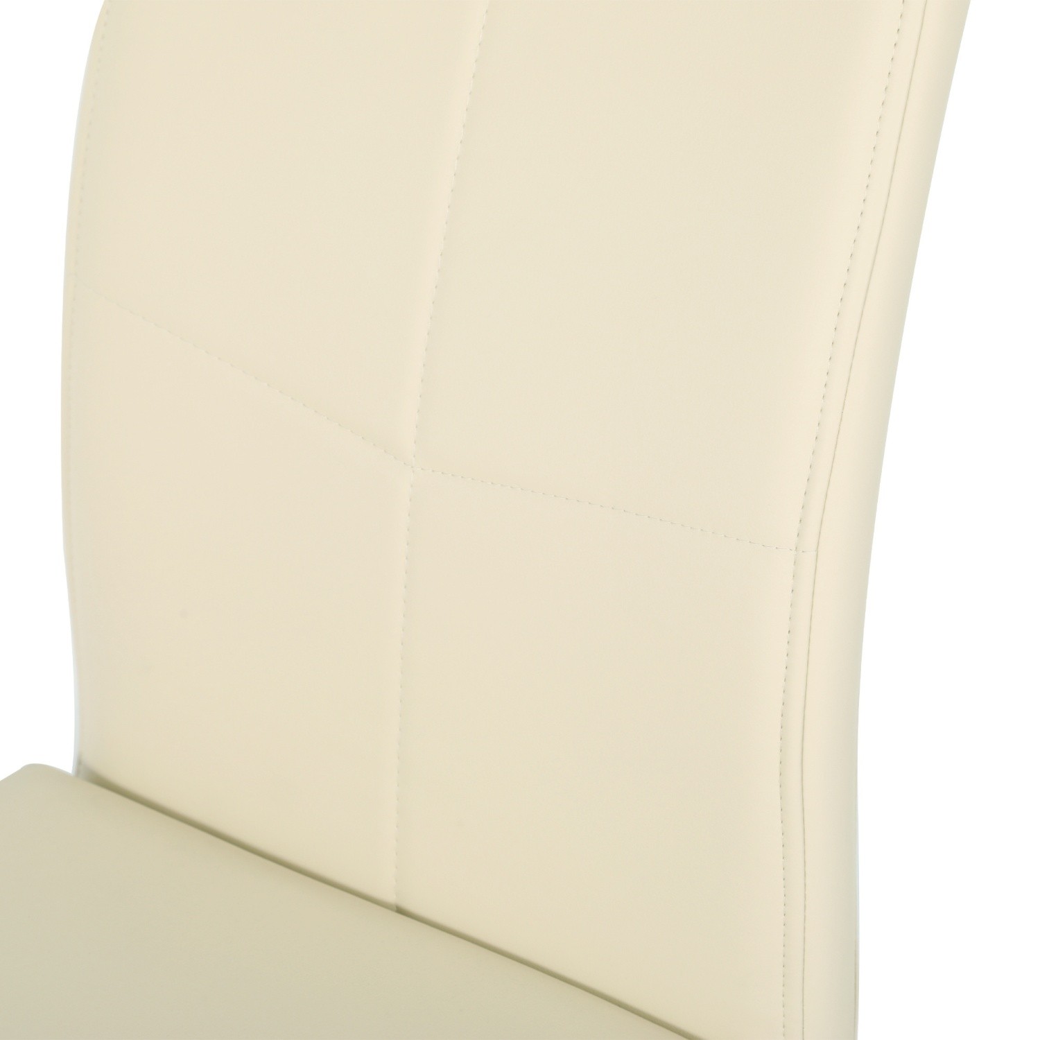 Set of 2/4 High Back Dining Chairs Light Yellow Leather with Gold Metal Bow Leg