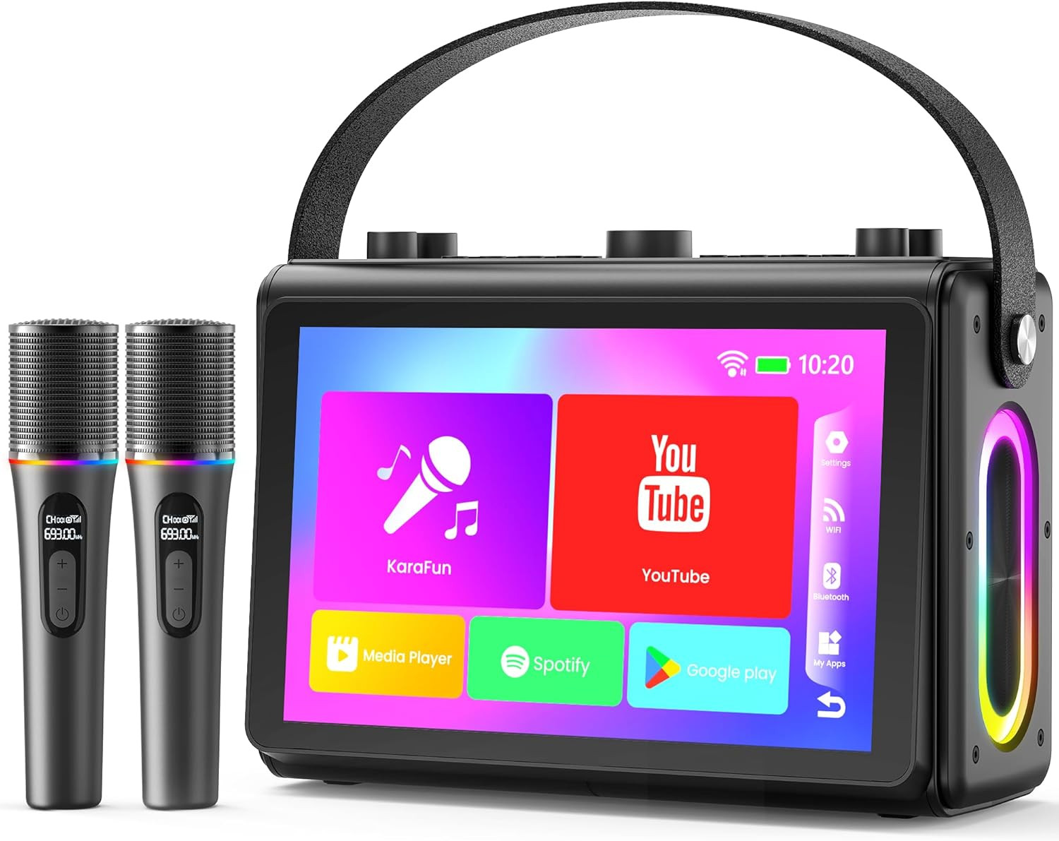 Portable Karaoke Machine with 10.1" HD Screen & 2 Wireless Microphones