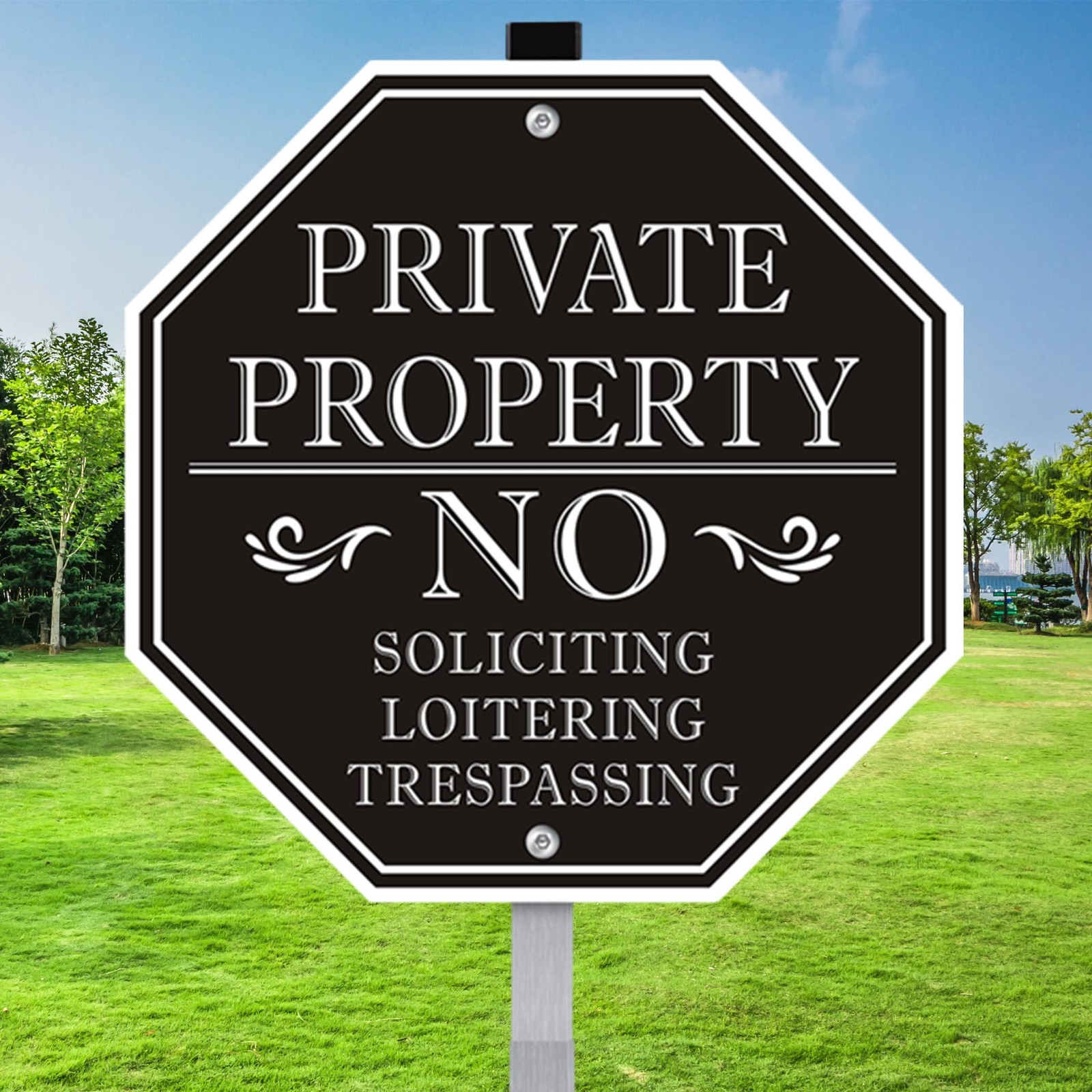 No Trespassing Signs Private Property, 10 x 10 inches, Black /White