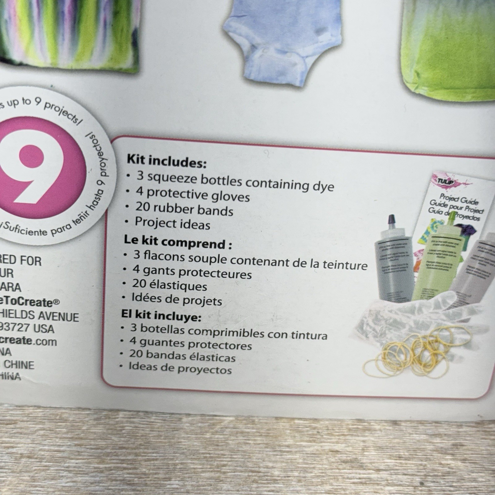 TULIP One-Step Tie-Dye Kit VIBRANT 28 Pc, .44oz/12.6g Dyes 9 Projects Brand New