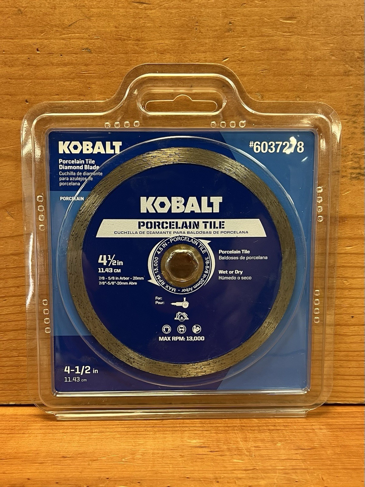 kobalt porcelain tile wet or dry 4-1/2” (7/8-5/8” arbor) 6037278 New