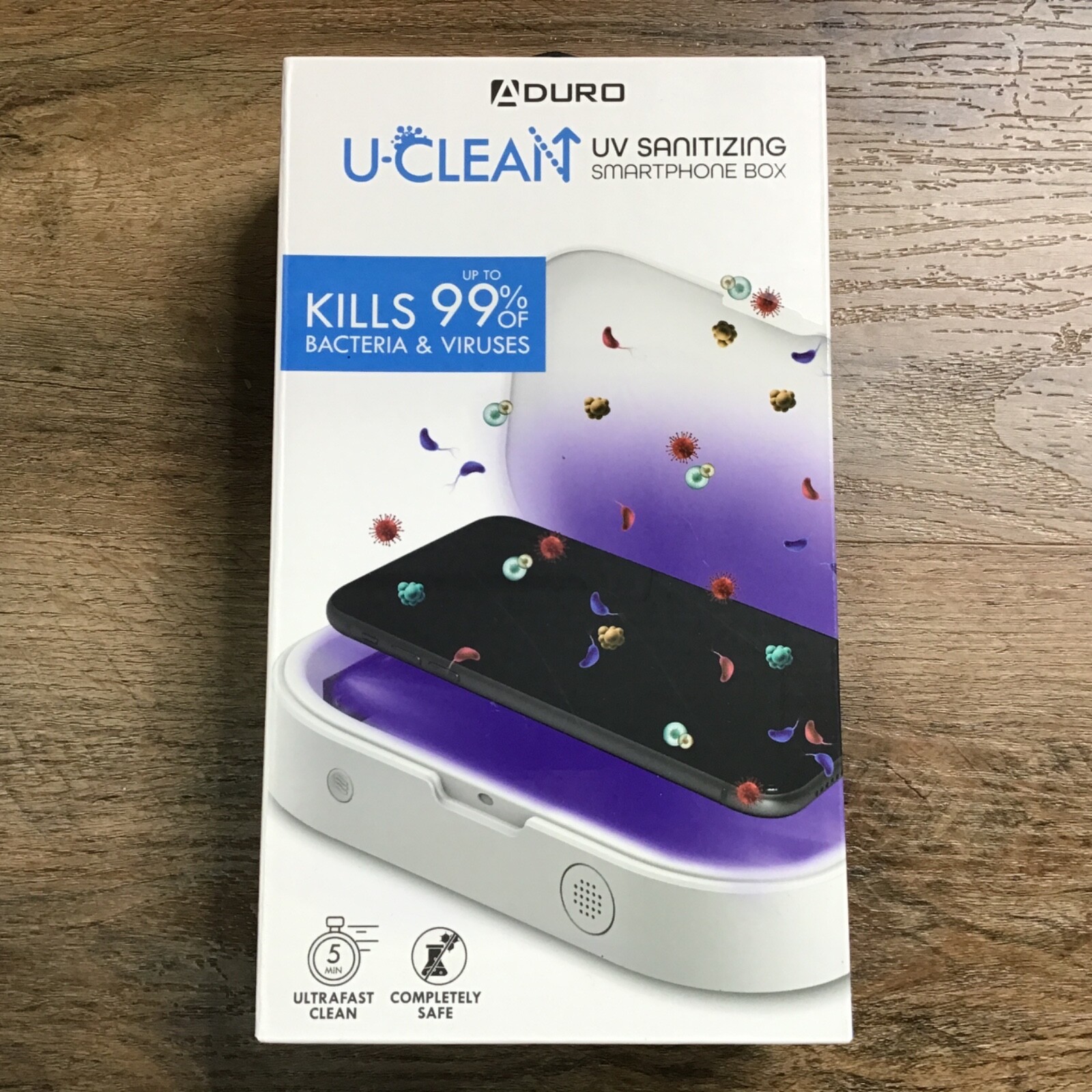 UV Sanitizing Smartphone Box Aduro U-CLEAN kill 99% bacteria & viruses White NEW