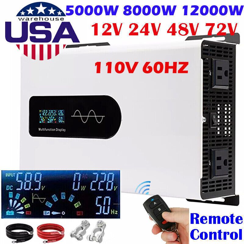 5000W 8000W 12000W Peak 12V 24V 48V 72V to 110V Pure Sine Wave Power Inverter
