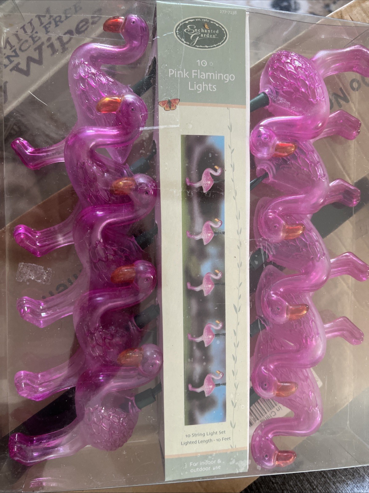 Vintage Pink Flamingo Blow Mold Lights indoor outdoor 10 Enchanted Garden Nos