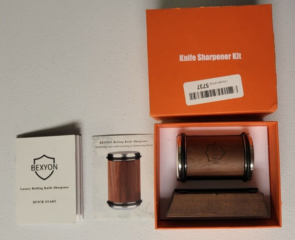 Bexyon Walnut Rolling Knife Sharpener with Industry Diamonds and Ceramic Discs
