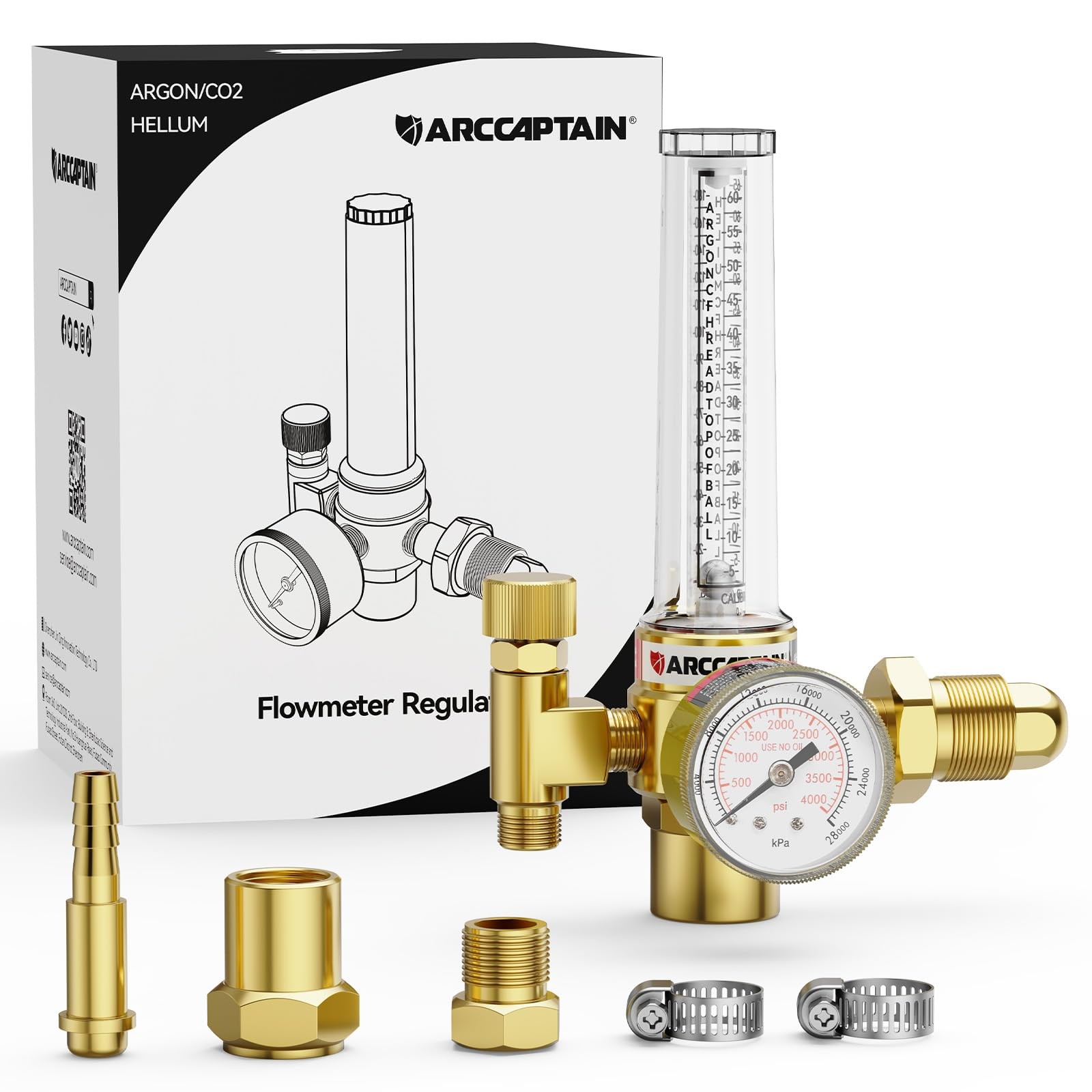 ARCCAPTAIN Argon/CO2/Helium Regulator, MIG and TIG Flow Meter Gas Regulator...