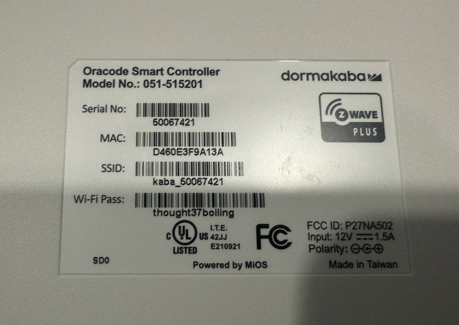 Dormakaba 051-515201 Oracode Smart Controller NEW IN BOX! FREE SHIPPING!