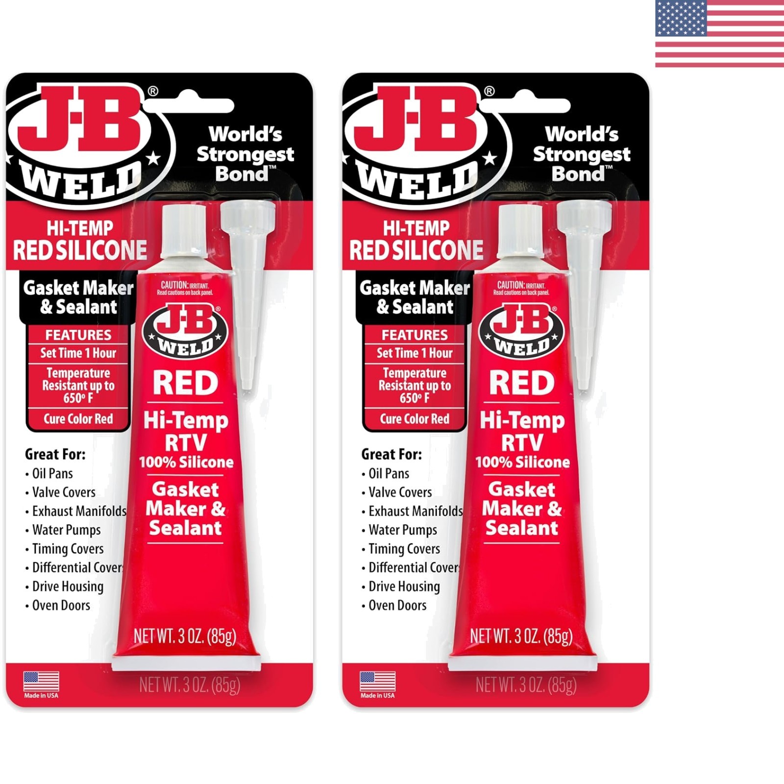 2-Pack Hi-Temperature Red Silicone Gasket Maker 3oz - Perfect for Automotive