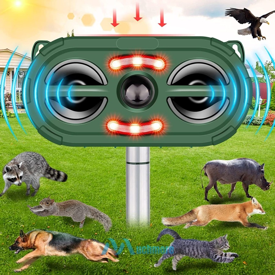 Despertador Ultrasonico Solar para Animales Repelente de Gatos con ojo llameante