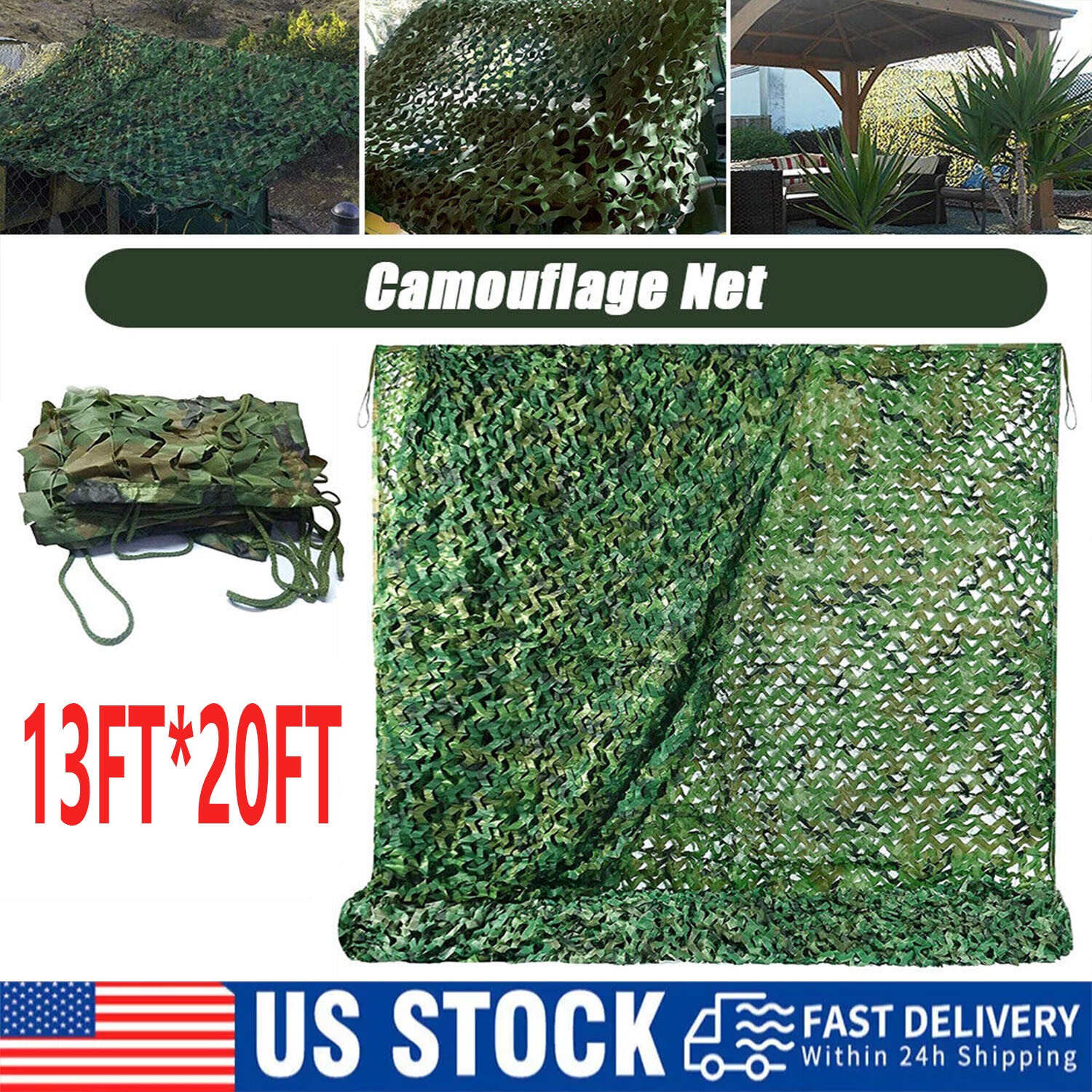 Military Camo Netting Camouflage Net Woodland Cutable Camping Hunting Sunshade