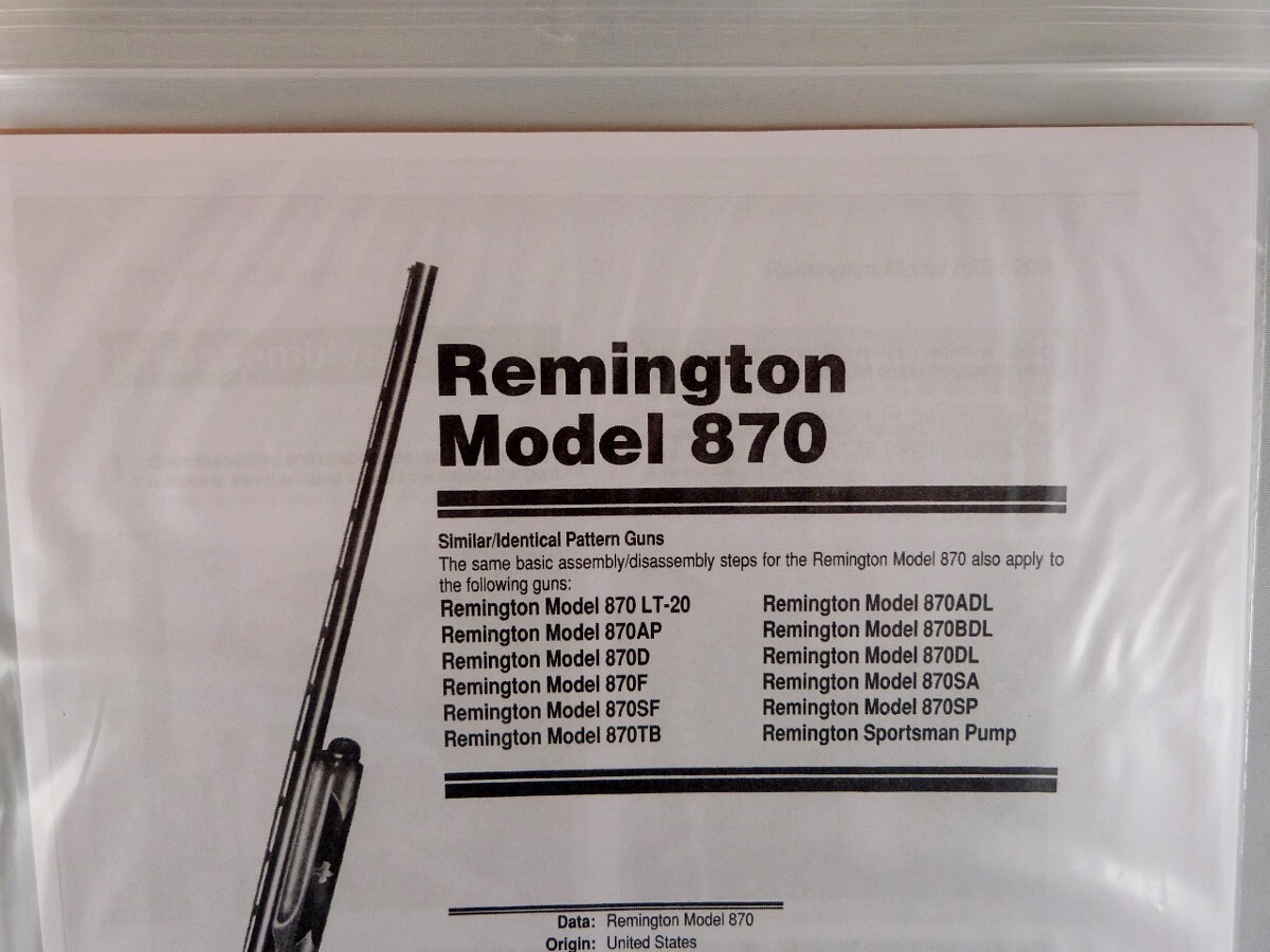 REMINGTON MODEL 870 SHOTGUN BREAK DOWN INSTRUCTION KIT