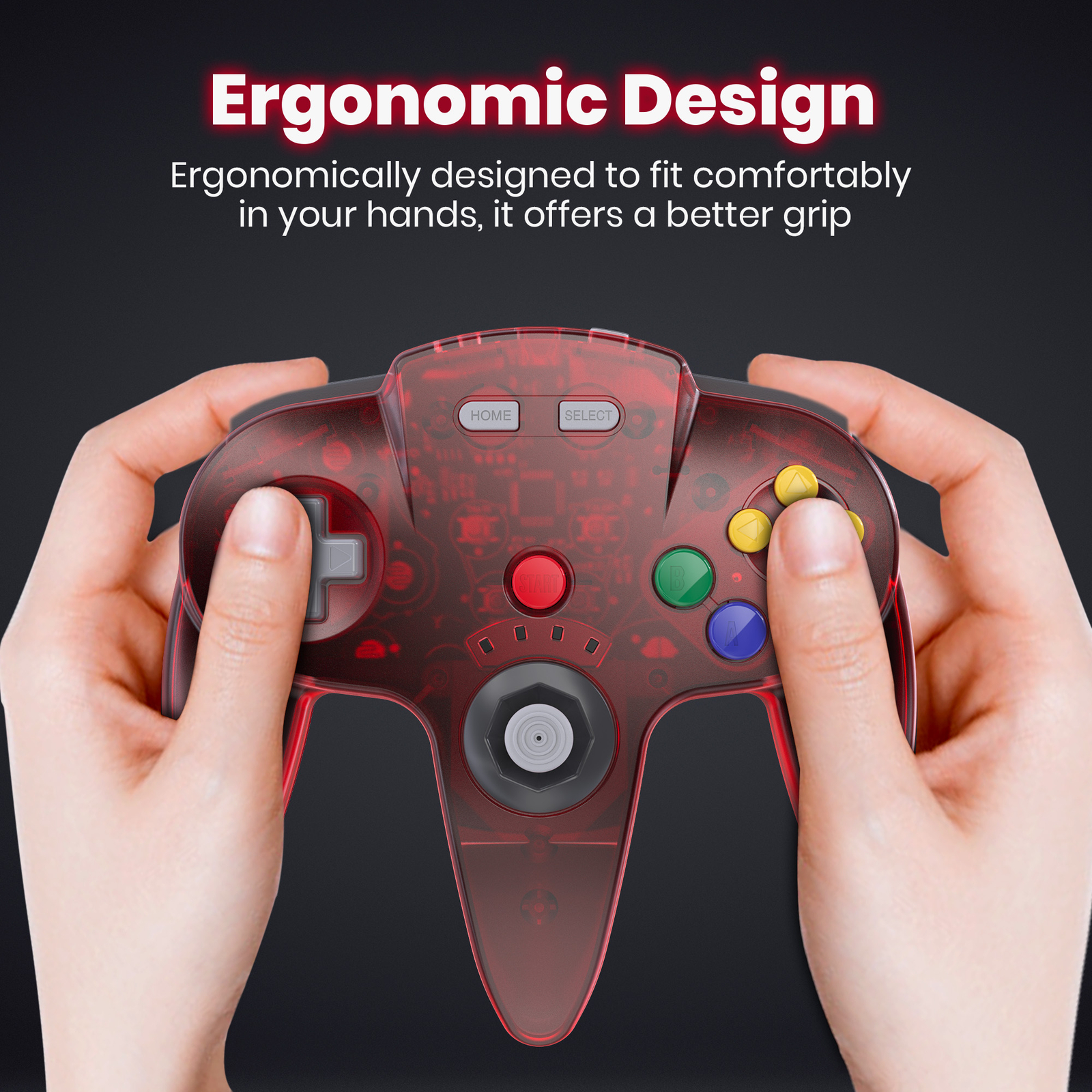 Wireless RED N64 Controller for Nintendo N64 Switch NSO MAC PC Game with Rumble