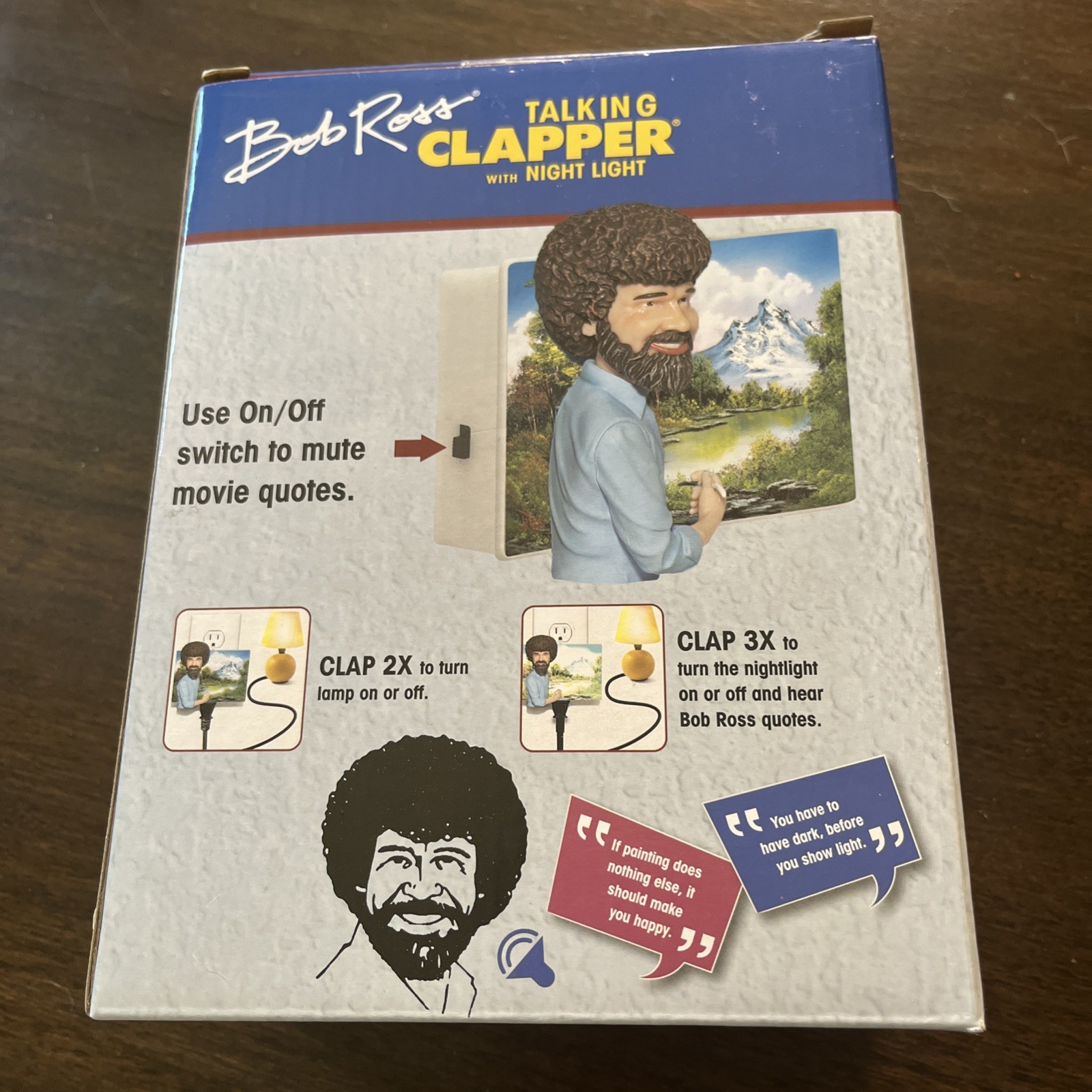 Bob Ross Talking Clapper w/Night Light -Clap On Off -New Open Box