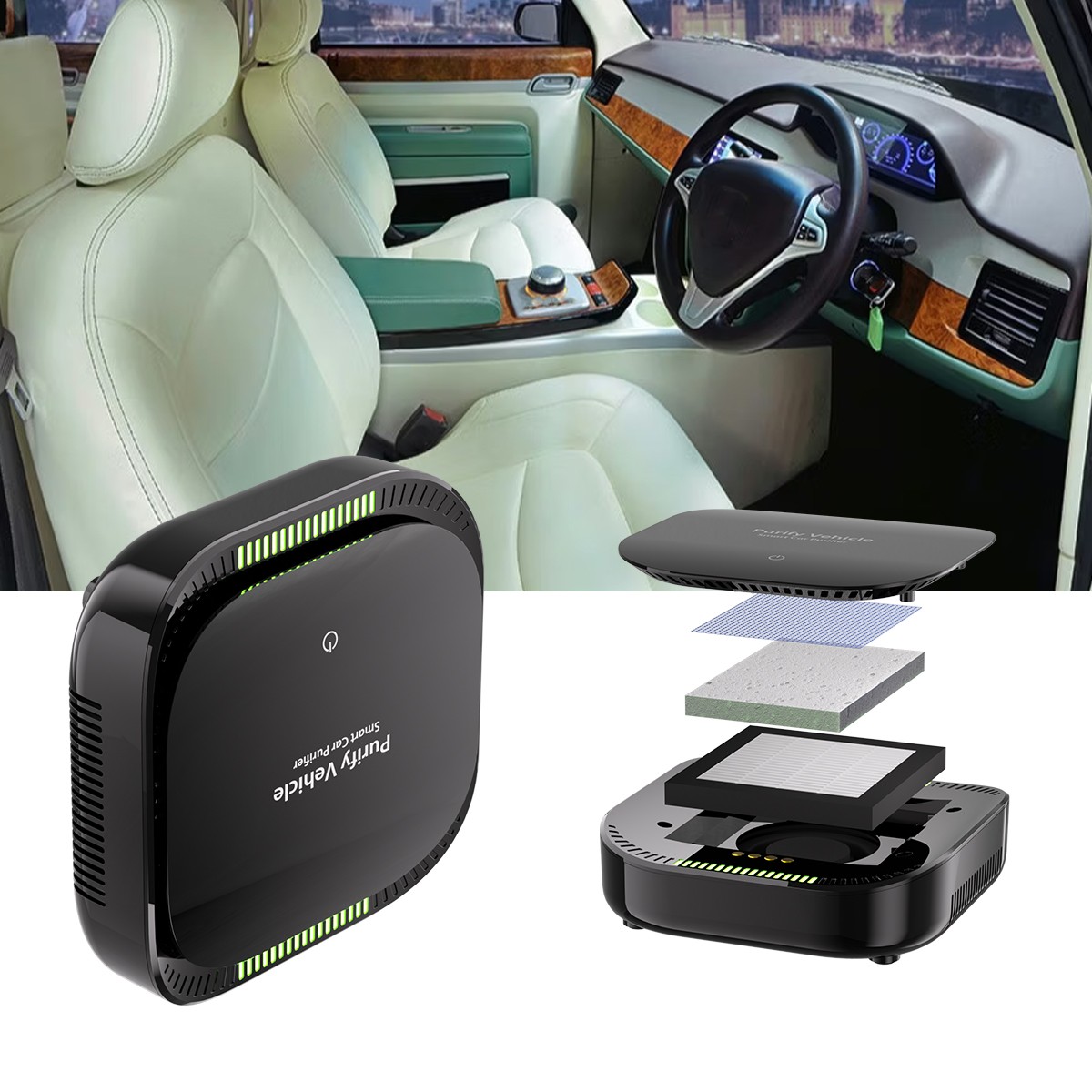 BLACK SMART CAR AIR PURIFIER,Air Cleaner,Auto Air Purifier,Deodorization