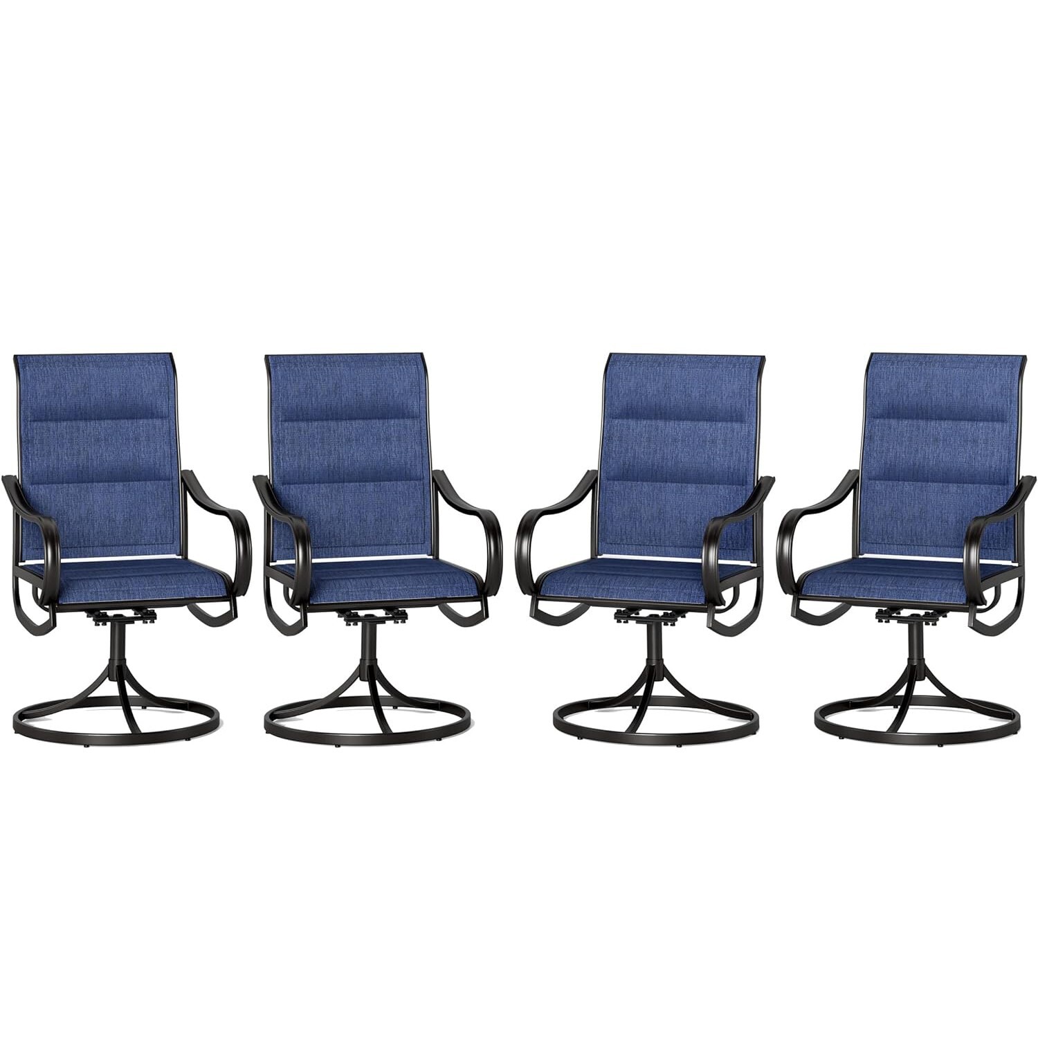 4 x Patio Chairs Outdoor Swivel Chair Metal Rocking Chair Garden Furniture Blue