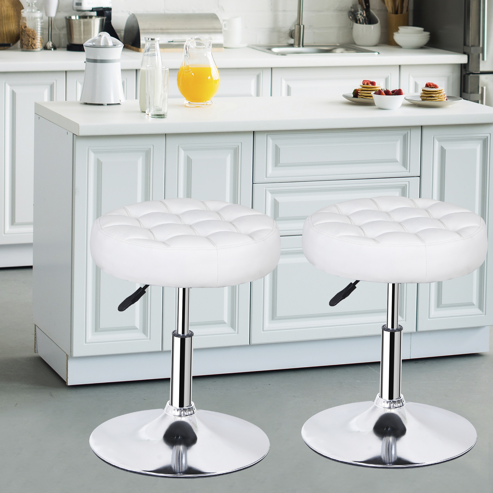 Vanity Stool 360° Swivel Makeup Stool Adjustable Ottoman for Bedroom Bathroom