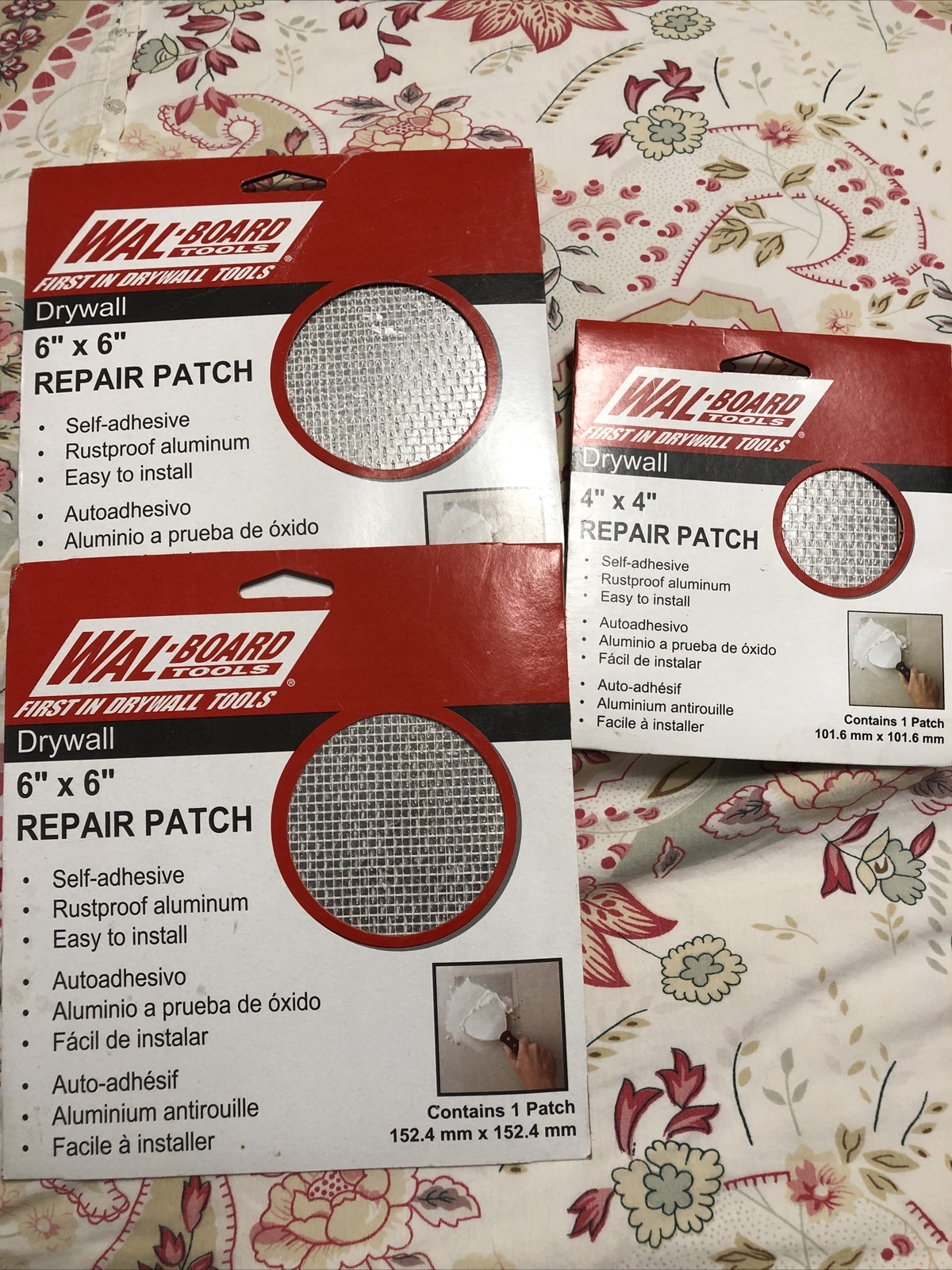 (2) WAL BOARD TOOLS 6x6 DRYWALL REPAIR PATCH ( 1 )4x4”
