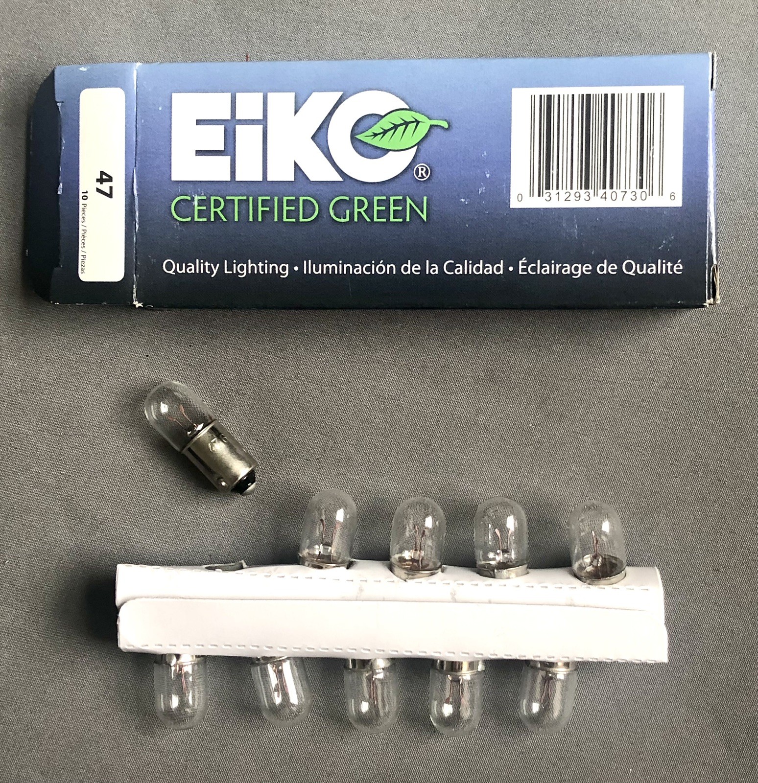 Eiko #47 bulbs box of 10 radio tube amp pilot light bayonet nickel brass base
