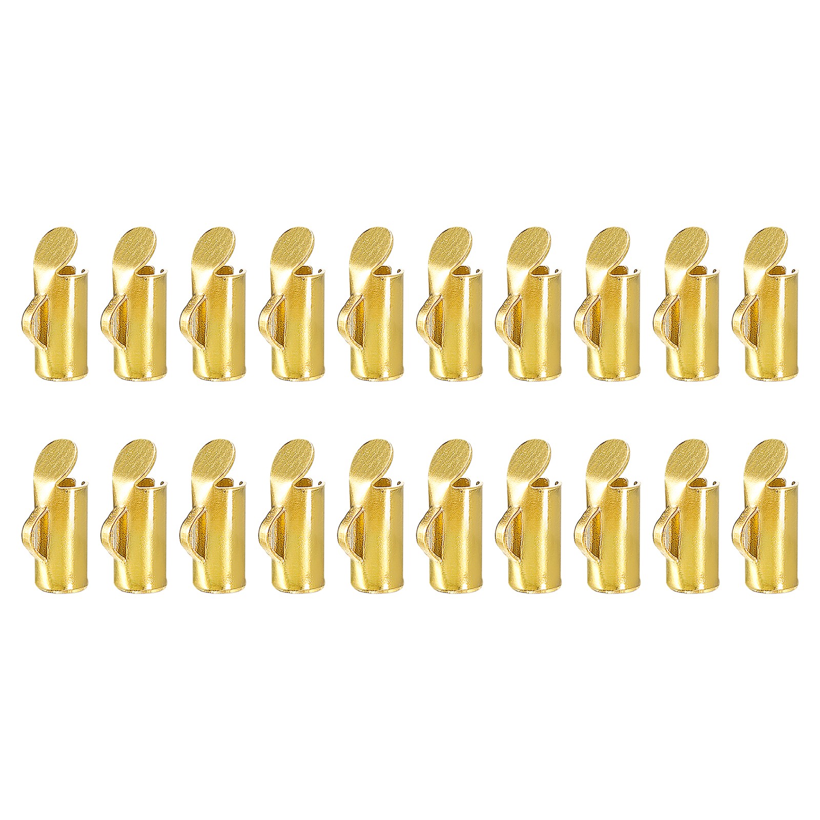 20Pcs Slide on End Clasps, 6mm Tube Ball Bead Slider Crimp Ends, Gold Tone