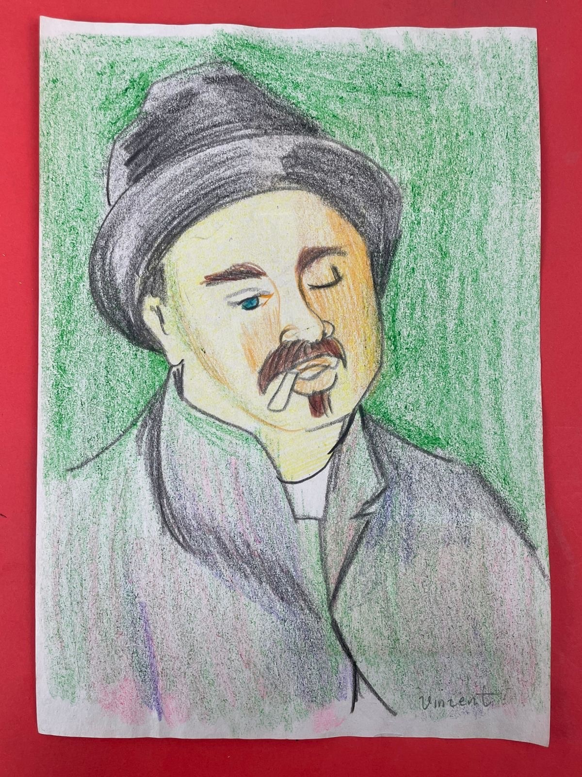 Vincent van Gogh (Handmade) Mixed Media on Paper Painting signed and stamped