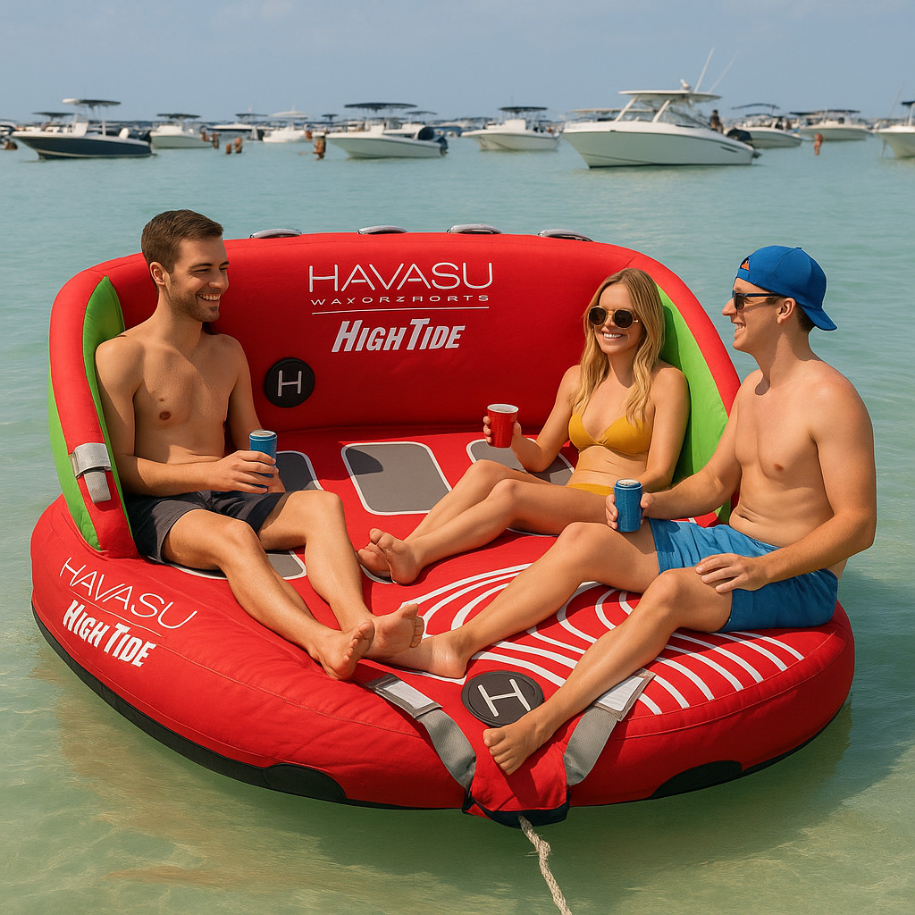 Inflatable Towable Tube for Boating 1-3 Riders 510 lb Heavy Duty, w/Pump & Rope
