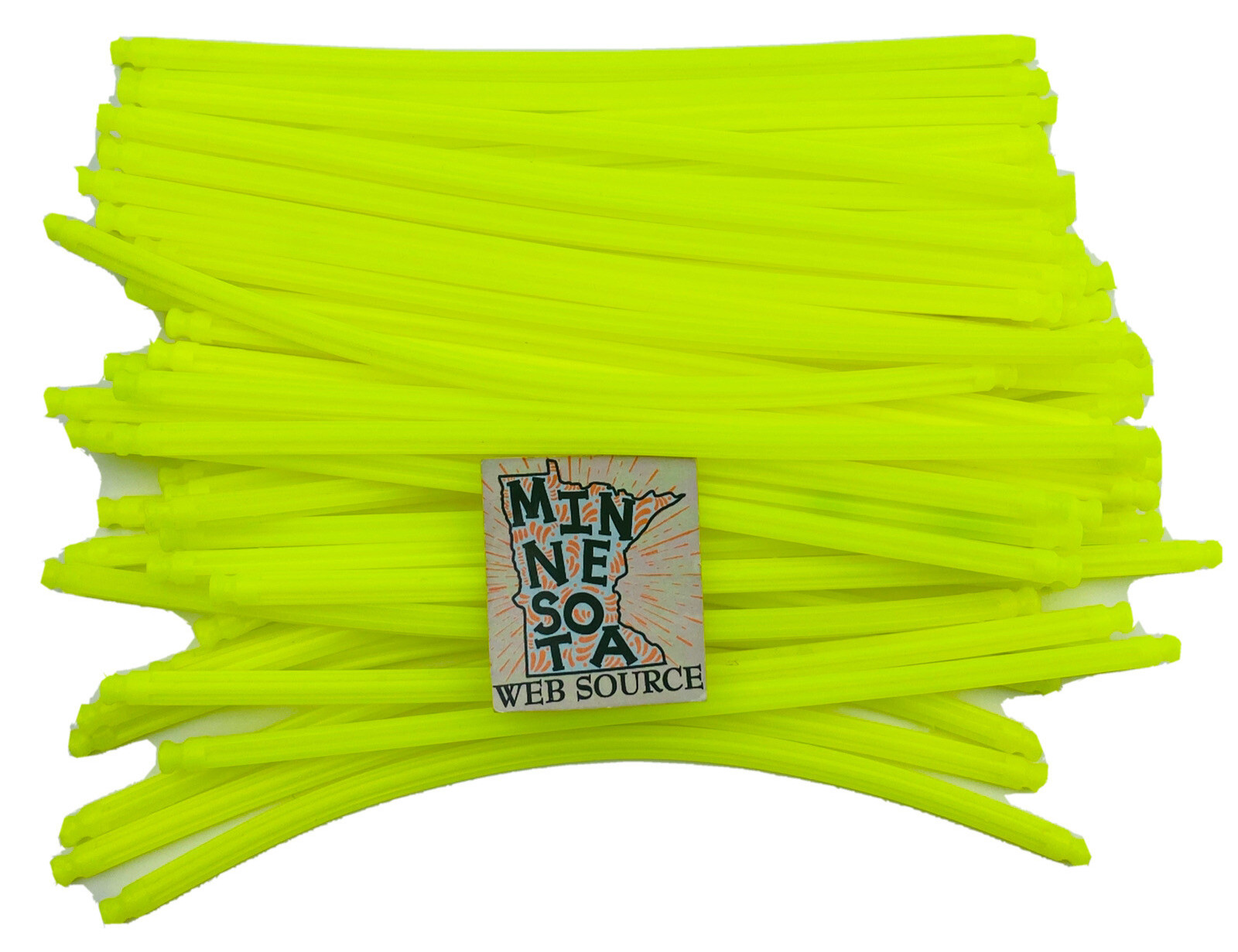 (50) K’NEX Fluorescent Yellow Flexible Rods 7‑1/2" (7.50") – USED OEM – Flexi