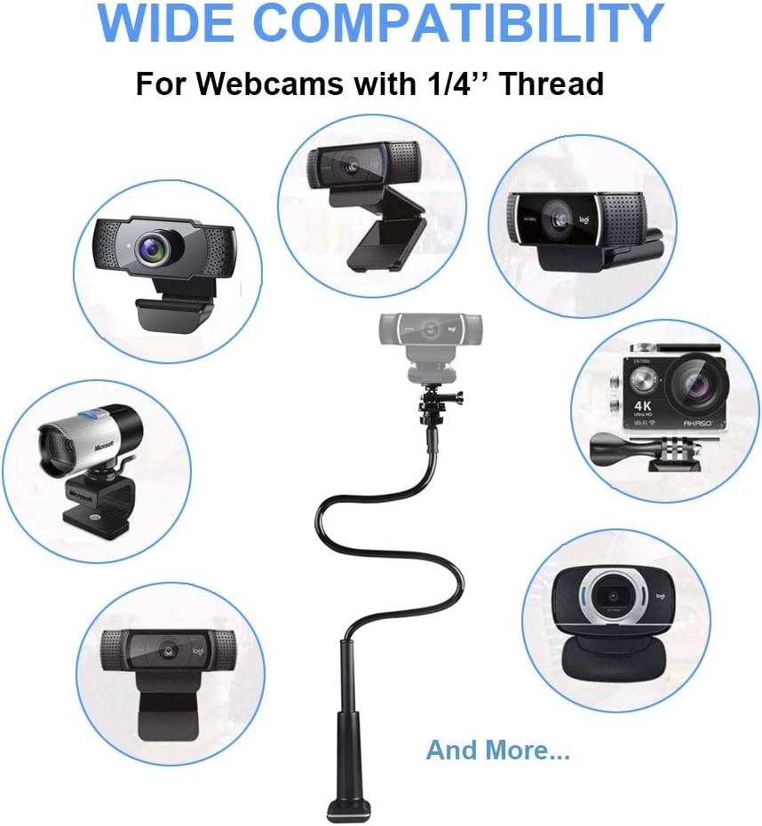 30 Inch Webcam Stand Camera Mount, Upgraded Thick Base Flexible Gooseneck Camera
