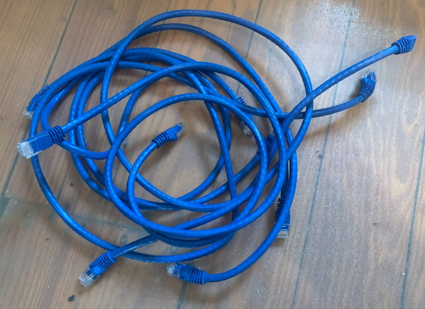 Blue Ethernet Cable 23AWG 550MHz RJ45 Network 3ft USED - LOT 5x Pcs