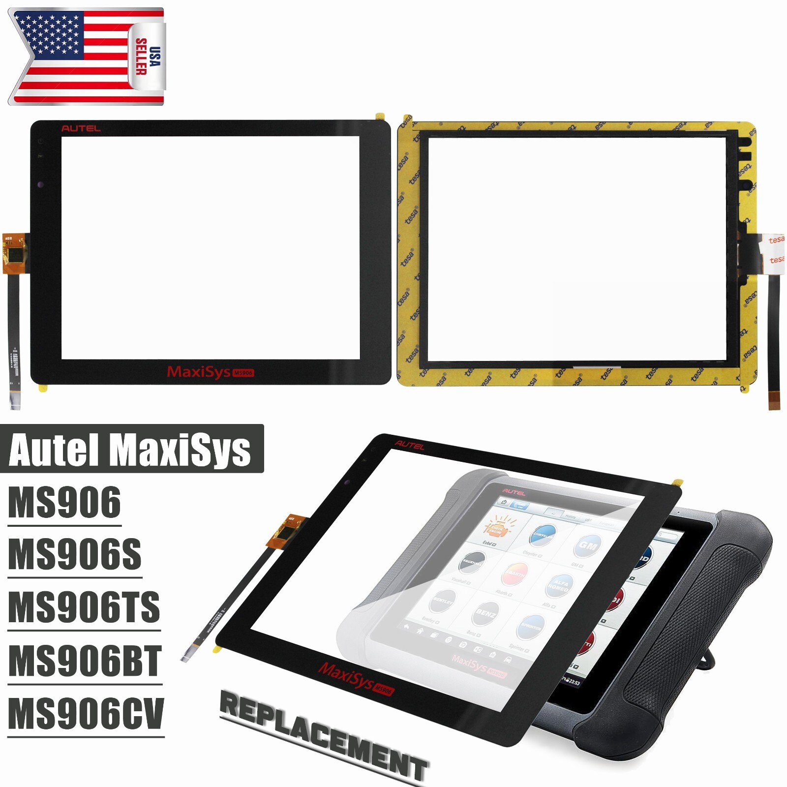 8" Touch Screen Digitizer Glass Panel Replacement For AUTEL MaxiSys MS906 USA