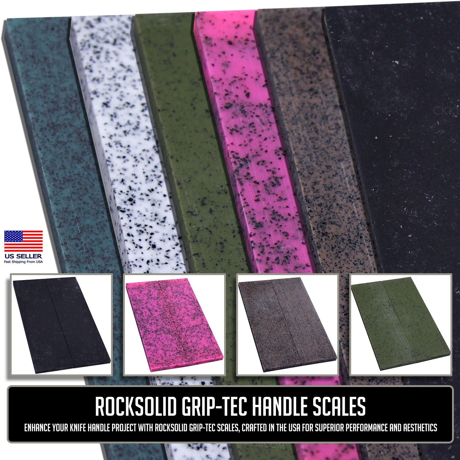 RockSolid GripX Handle Scales - (5.50in x 1.75in x 0.260in) - Made in the USA