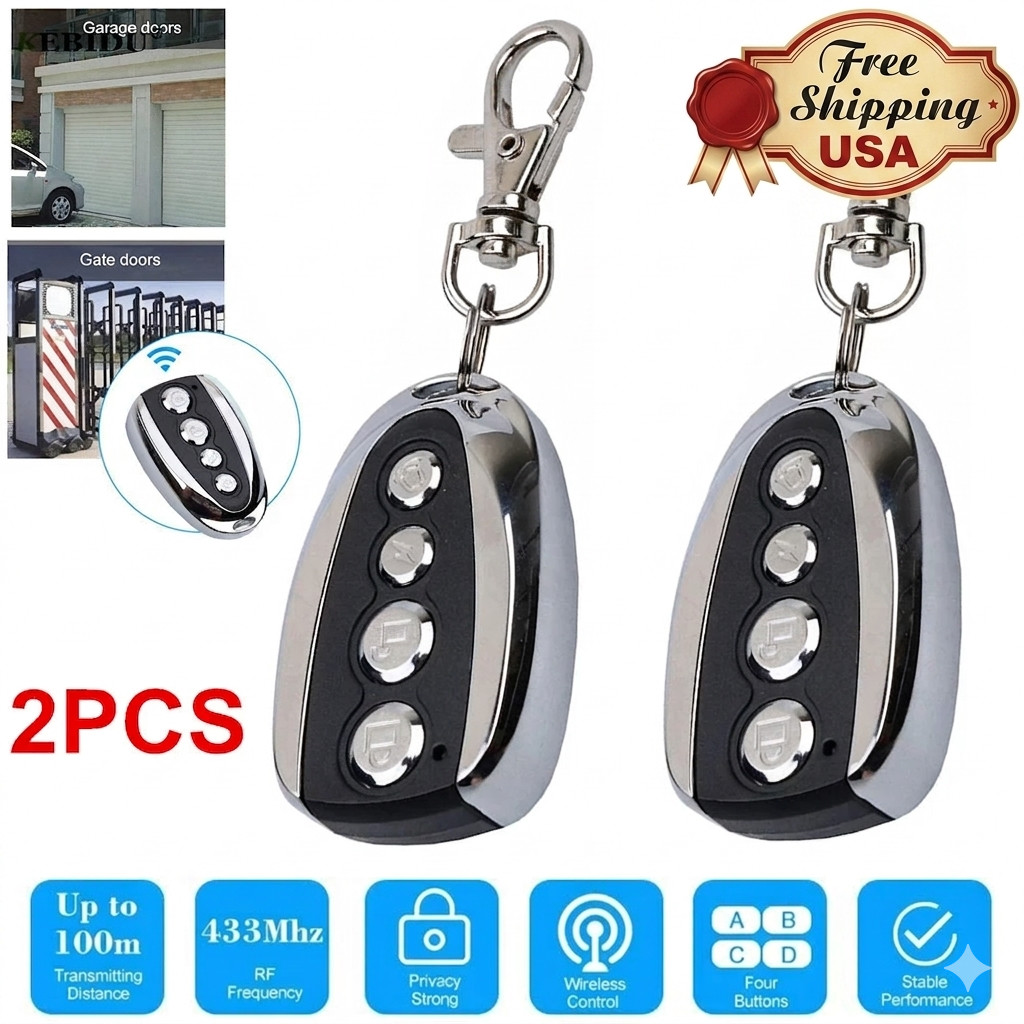 2 Remote Control Backup Key Sliding Gate Opener Automatic Operator 433.92MHz US