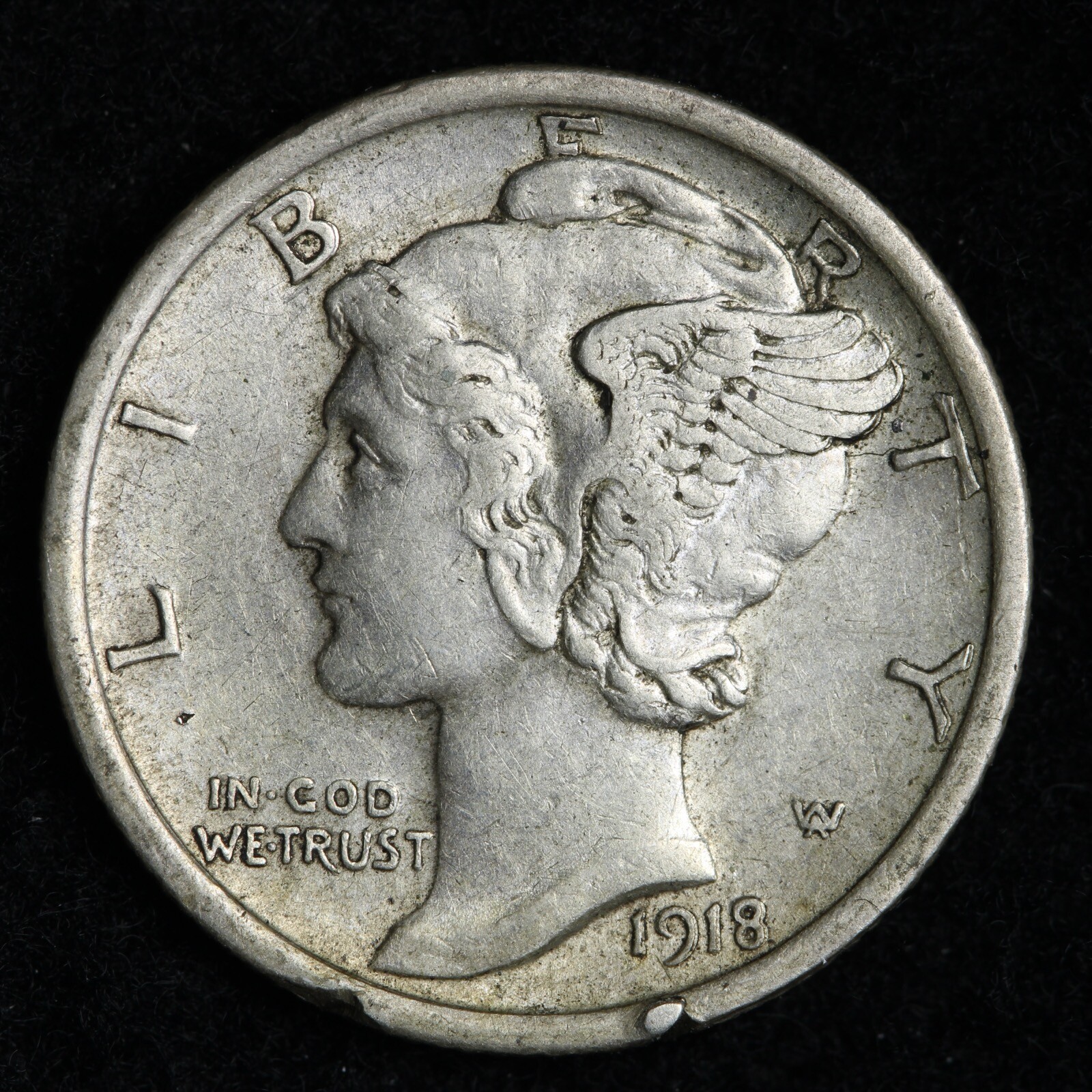 1918 Mercury Silver Dime CHOICE AU E301 JCM